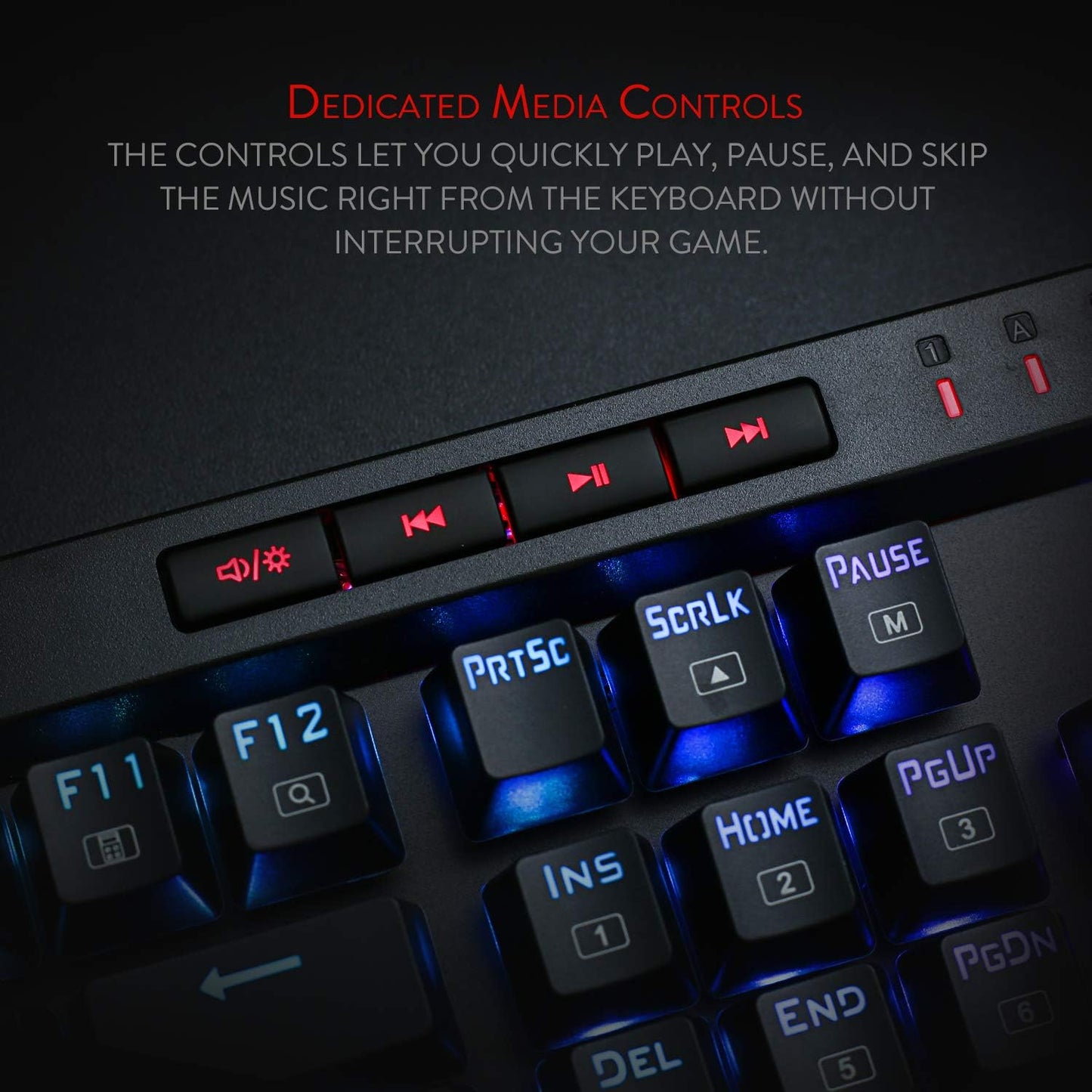 Redragon K580 Wired RGB Mechanical Gaming Keyboard, Macro Key & Media Wheel | 5 On-Board Keybinding Buttons for MMO MOBA Games, Dedicated Media Controls, Classic Tactile Blue Switch for Hype Typing Feel
