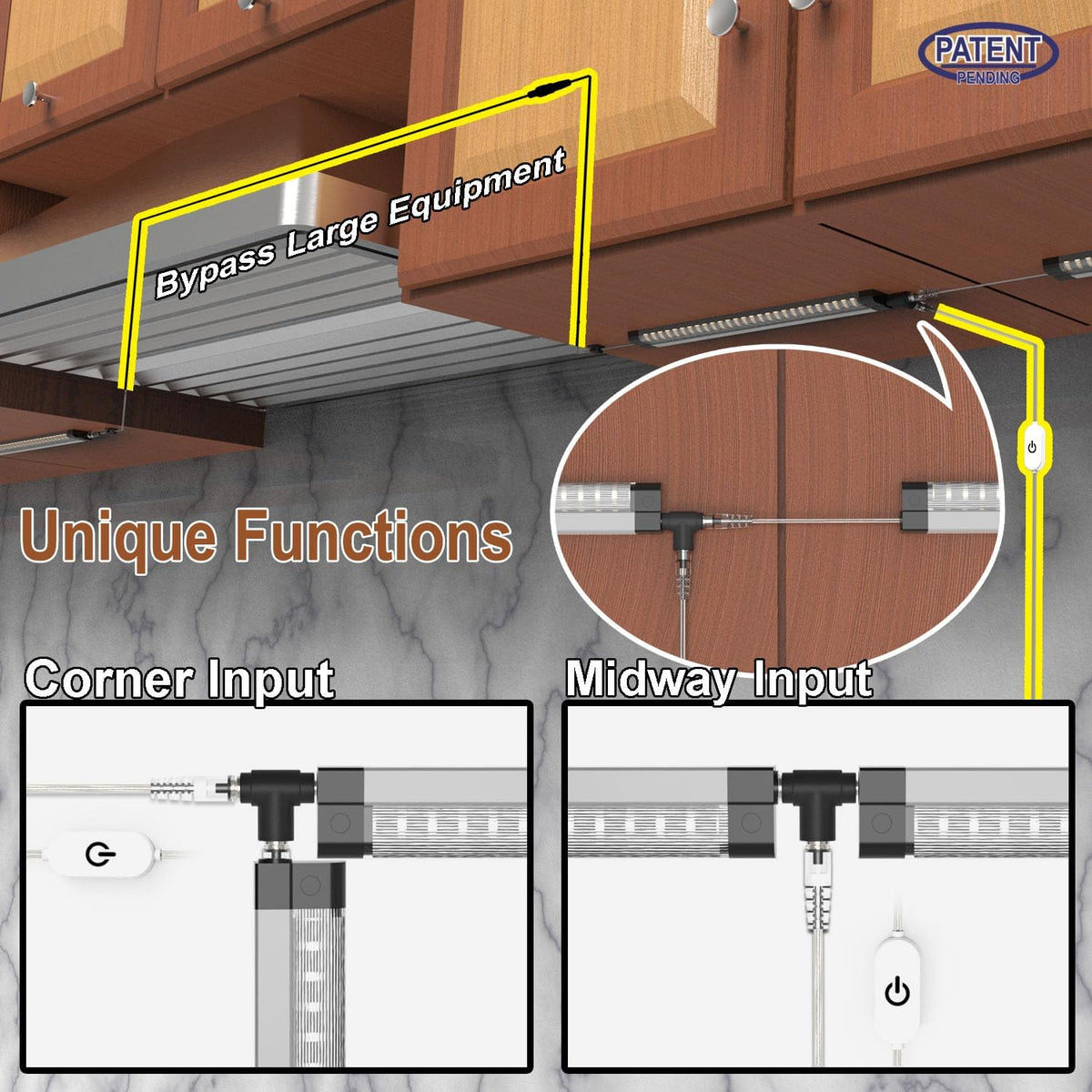 EBD Under Cabinet Light Bar, Neat Plug-in 12 Pcs 12 Inch, 6500K T-Connector