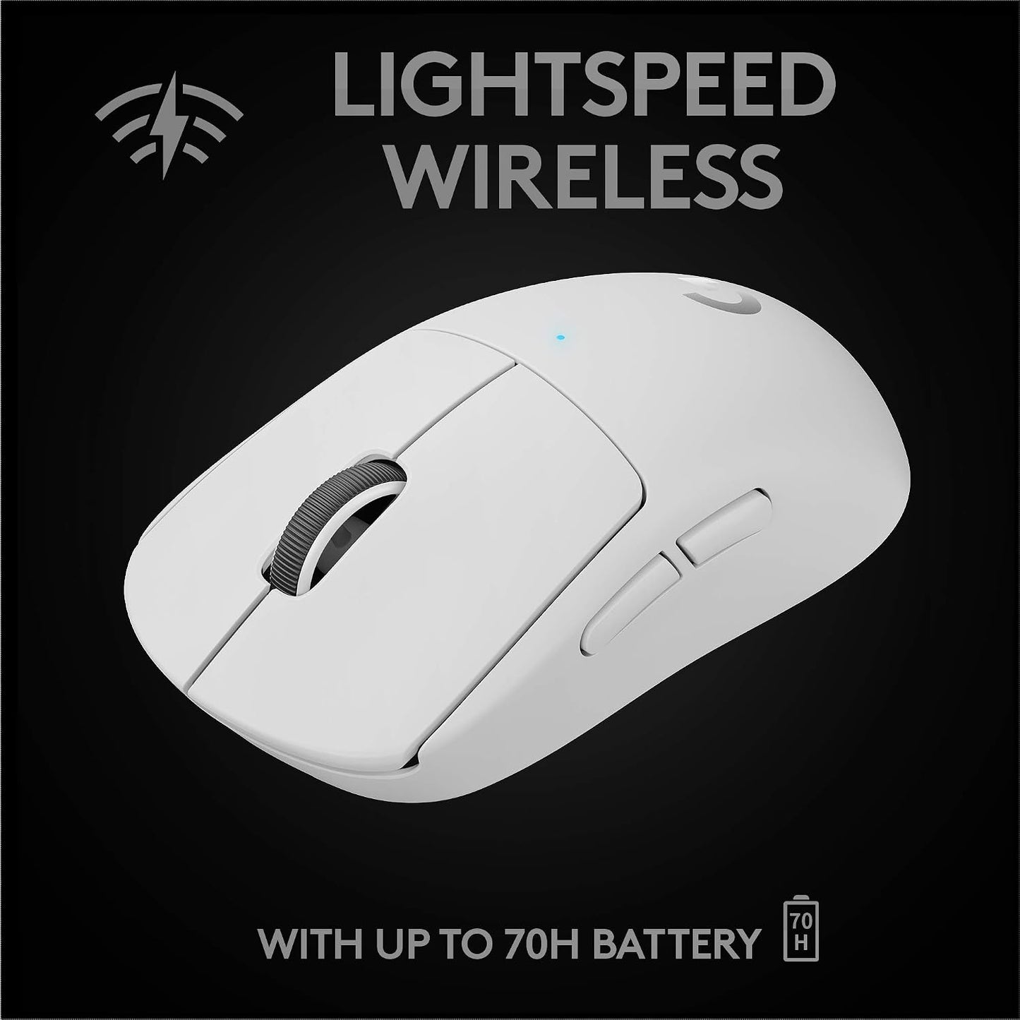 Logitech G PRO X Superlight Wireless Gaming Mouse, Ultra-Lightweight, Hero 25K Sensor, 25,600 DPI, 5 Programmable Buttons, Long Battery Life, Compatible with PC/Mac - White (Renewed)
