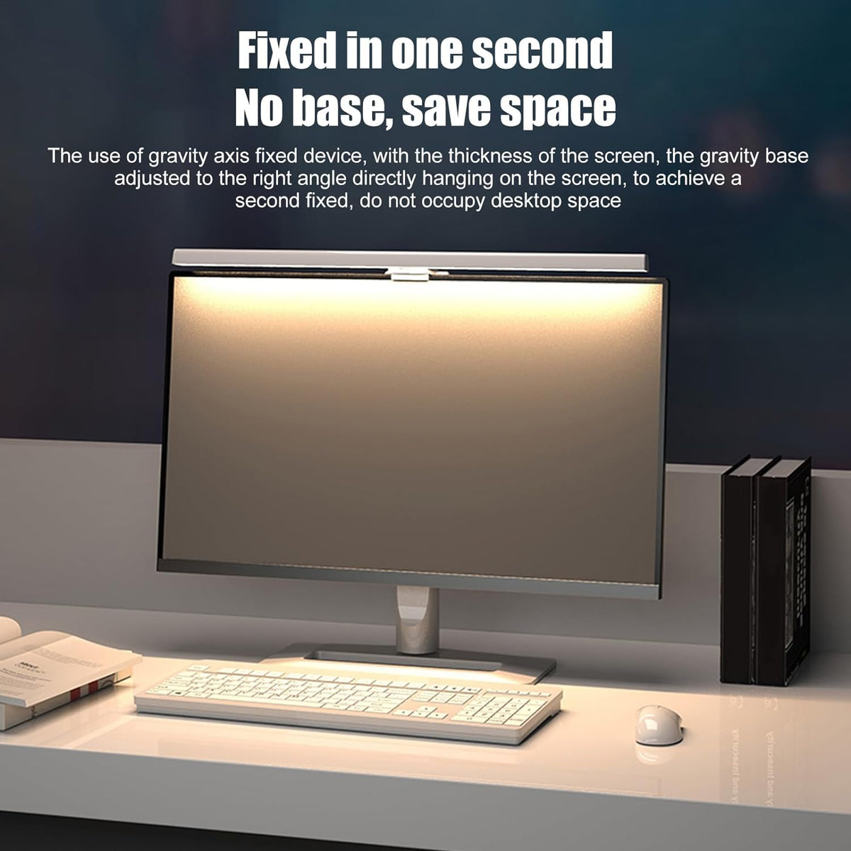 Monitor Light Bar Desk Light Bar 3 Switchable Light Modes Stepless Dimmable Touch Control Computer Screen Light Bar for Office Home White (Black)