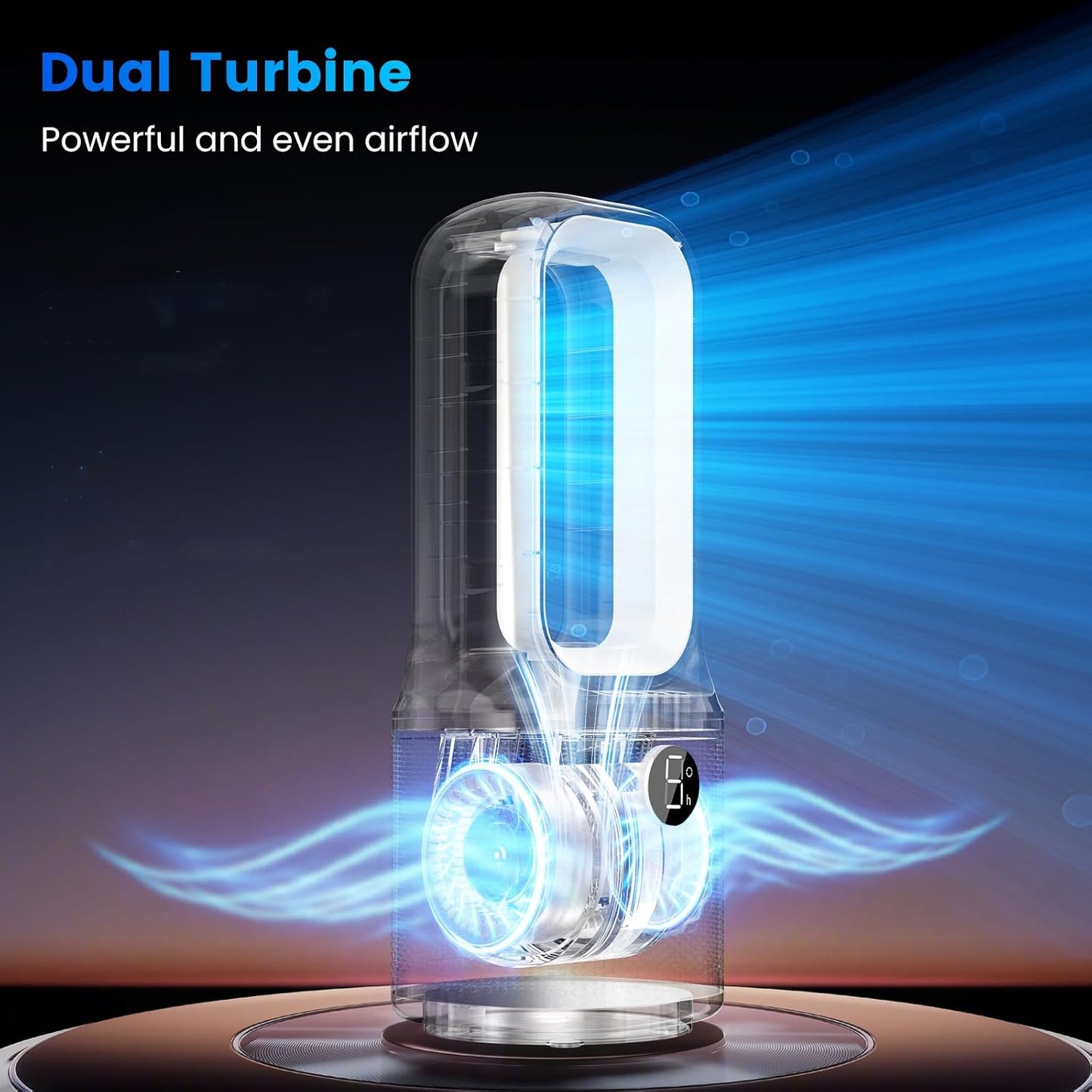 Misby Desk Fans Small Quiet, 13 Inch Bladeless Table Fan, 5 Speeds, 70° Oscillating Fan with Night Light and Timer, Desktop Cooling Fan for Bedroom, Office, Nightstand