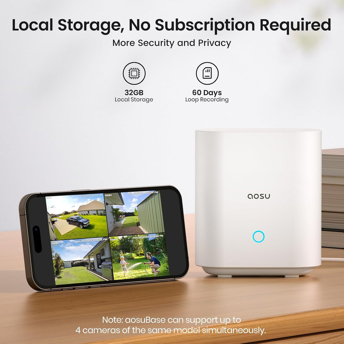 aosu 2K QHD Battery Security Cameras Wireless Outdoor System, 4-Cam-Kit