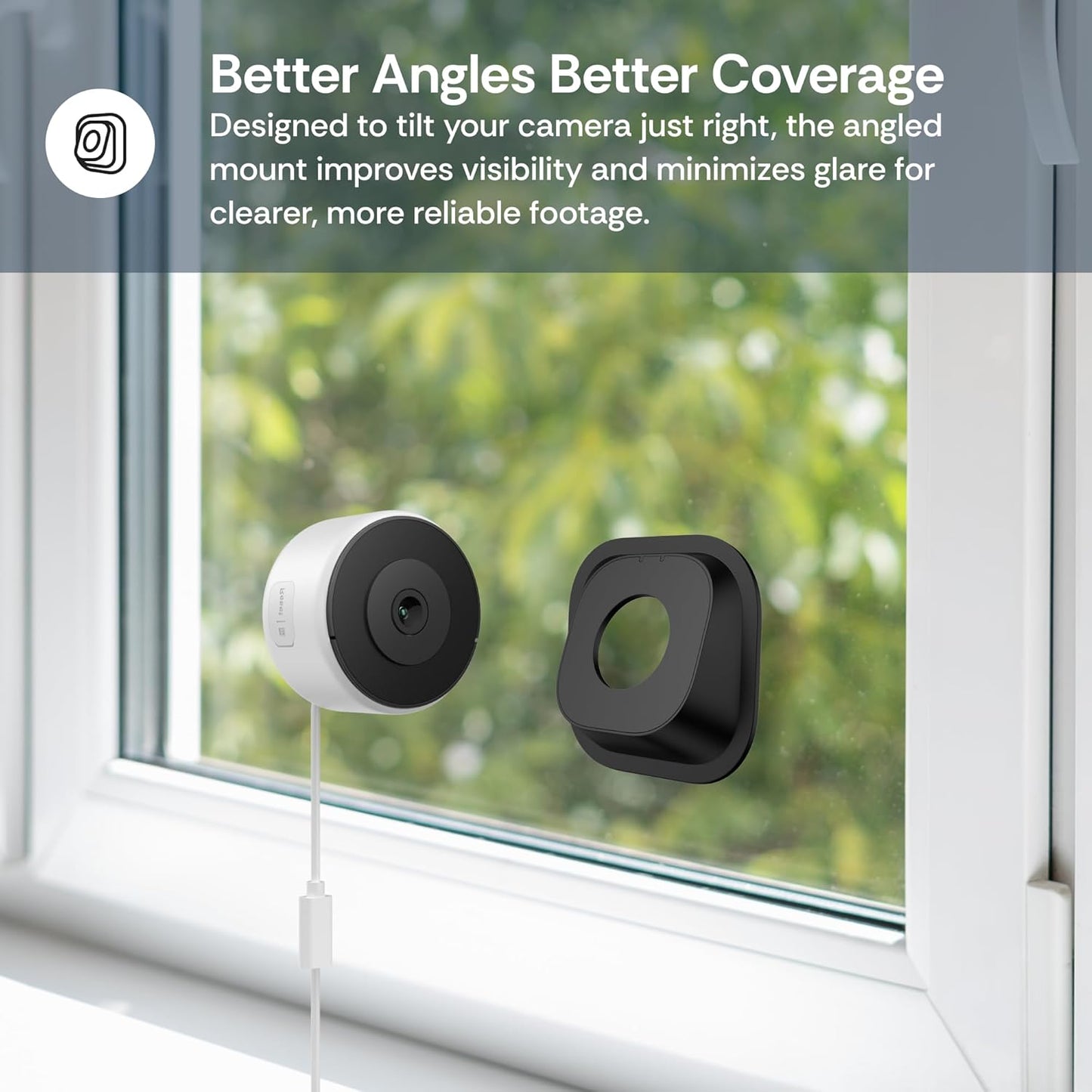Luna Window Camera, 2K Dual-Band WiFi6 Wired Indoor Security Camera | Smart AI Motion Detection, Color Night Vision, Stick-On Angled Glass Mount, Easy Installation Camera for Home Security