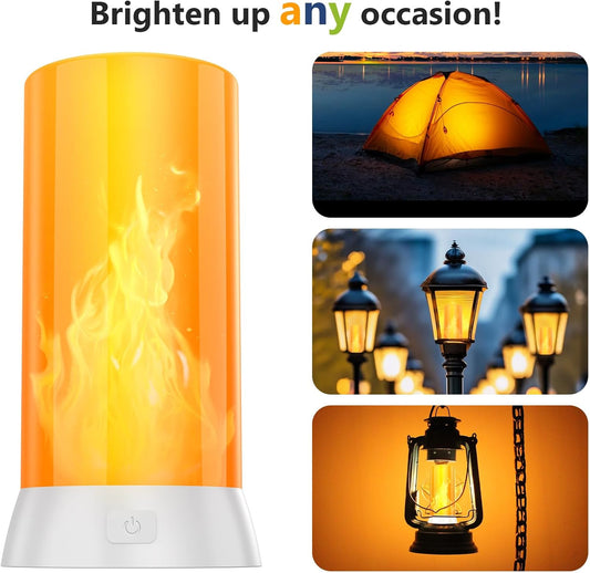 2PCS LED Flame Light, USB Rechargeable Flame Lamp with Remote & Timer, Waterproof Dimmable Flameless Candles Light for Home Party Garden Camping Halloween Christmas Decoration