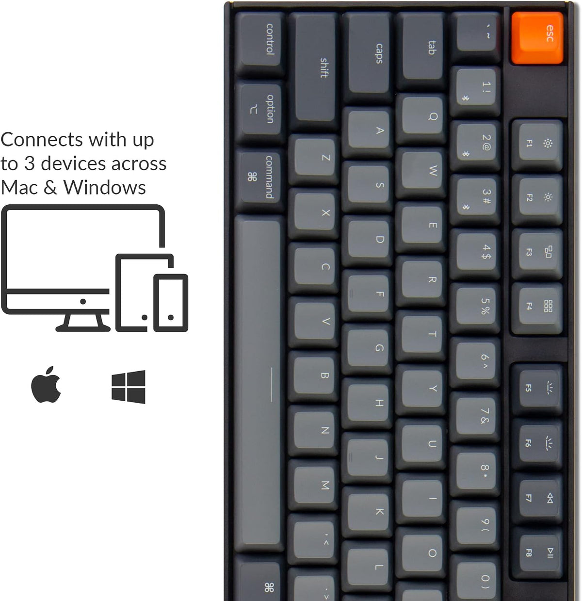 Keychron K10 Full Size Layout White LED Backlit Hot-Swappable Mechanical Keyboard for Mac Windows, Multitasking 104-Key Bluetooth Wireless/USB Wired Computer Keyboard with Keychron Super Brown Switch