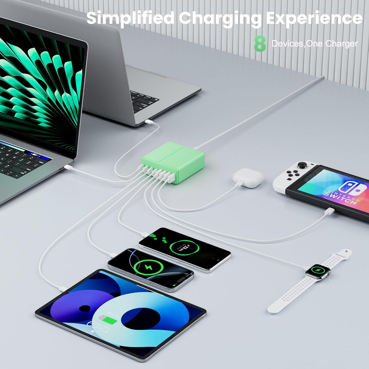 320W USB C Charger Block 8-Port USB C Charging Station