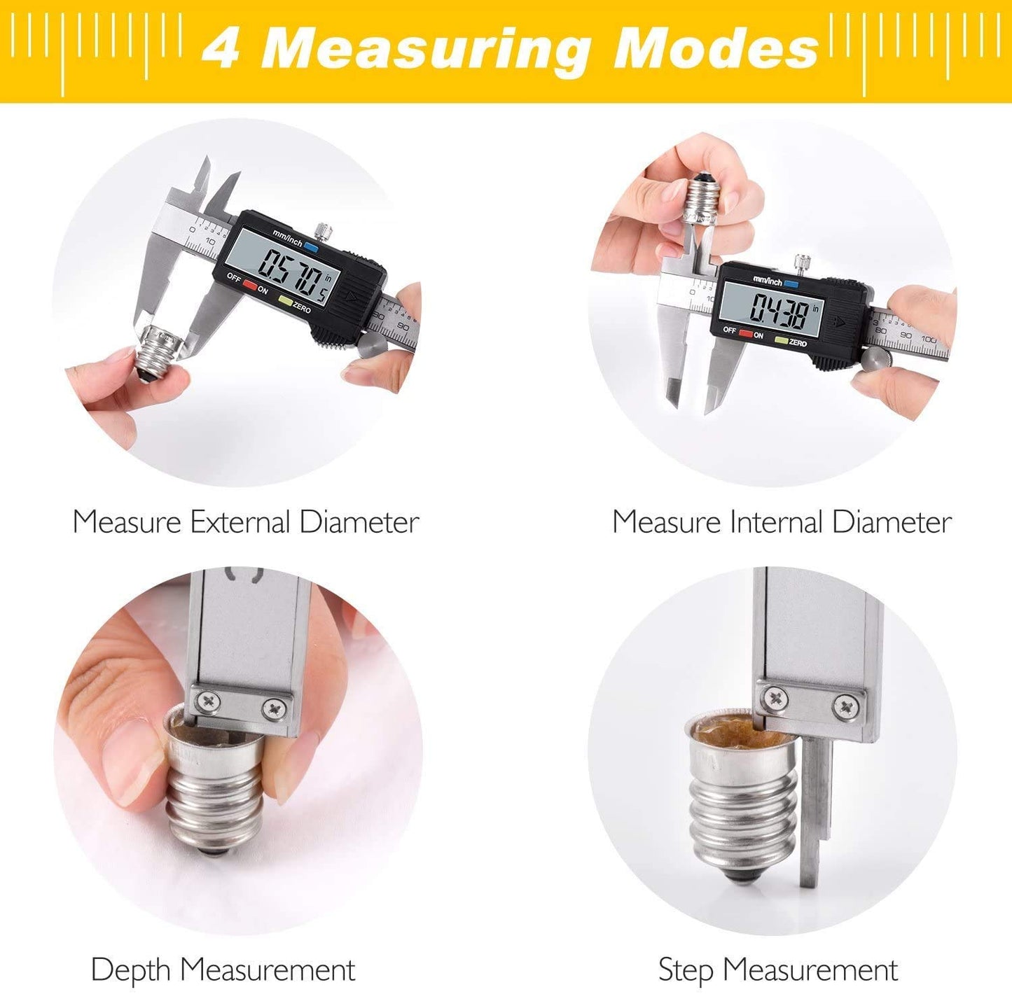Adoric Digital Caliper, Electronic Digital Caliper Stainless Steel Body with Large LCD Screen | 0-6 Inches | Inch/Millimeter Conversion