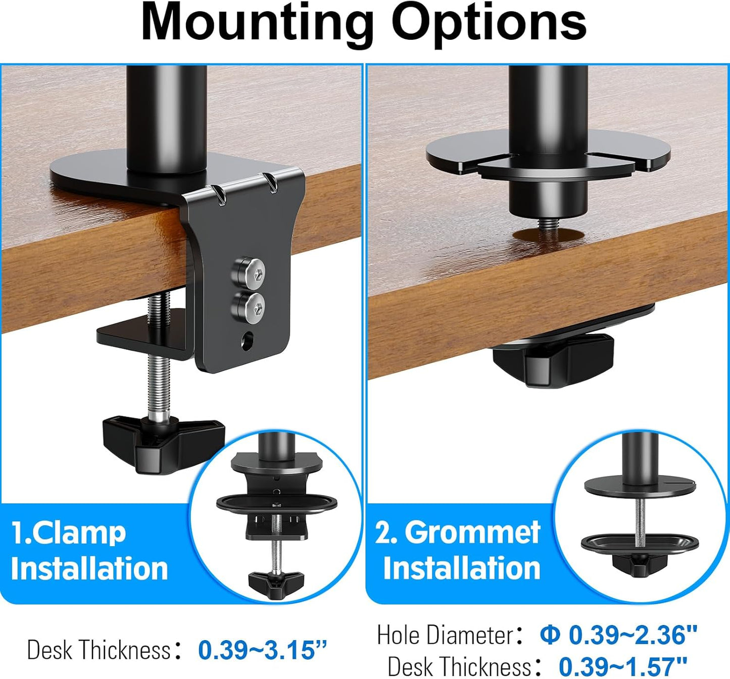Vertical Dual Monitor Stand for Max 32 "Computer Screen | Holds up to 17.6 lbs Each Stacked Monitor Mount Height Adjustable, Swivel, Tilt Monitor Desk Mount, VESA 75/100