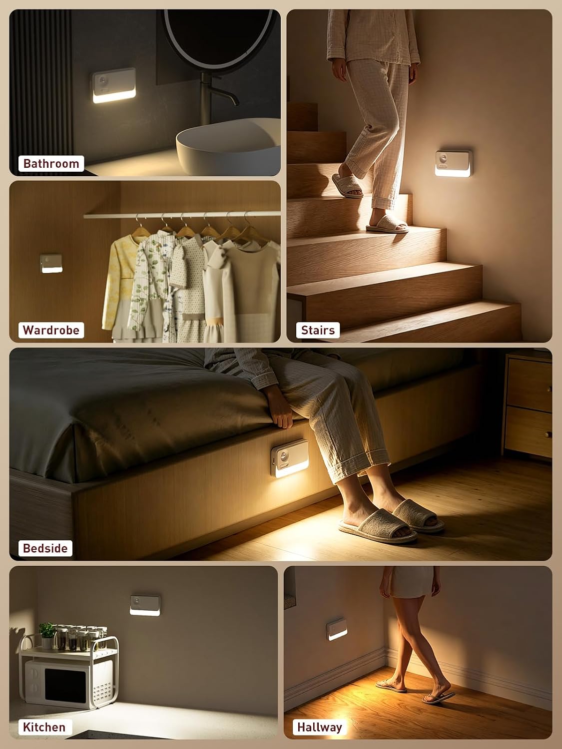Motion Sensor Night Lights, 1800mAh Sync LED Stair Lights Indoor,3 Packs