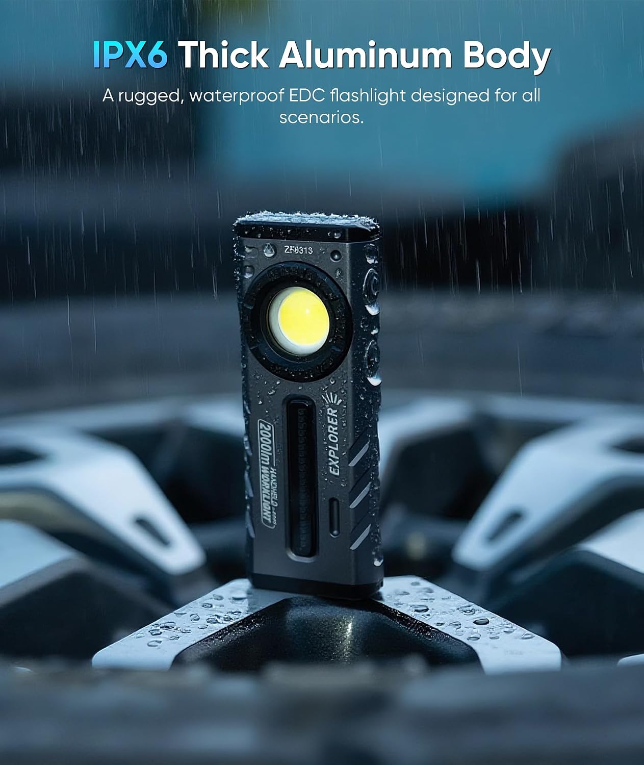 ZF8313 Rechargeable Flashlight, Magnetic EDC Flashlight Rechargeable, 2000 Lumens LED Flashlight with RGB and UV Lighting Source for Outdoor, Car Repairing,Fathers Day Dad Gifts