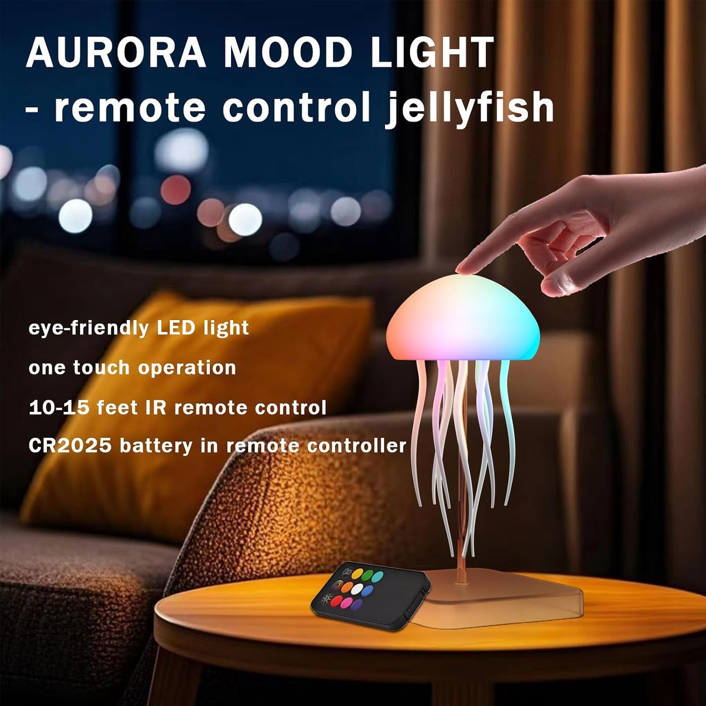 Jellyfish Lamp with Touch Sensor and Remote Control, Rechargeable Eye Friendly RGB Gradient Jellyfish Night Light as Desk Lamp, Table Lamp, Bedside Lamp or Christmas Gifts