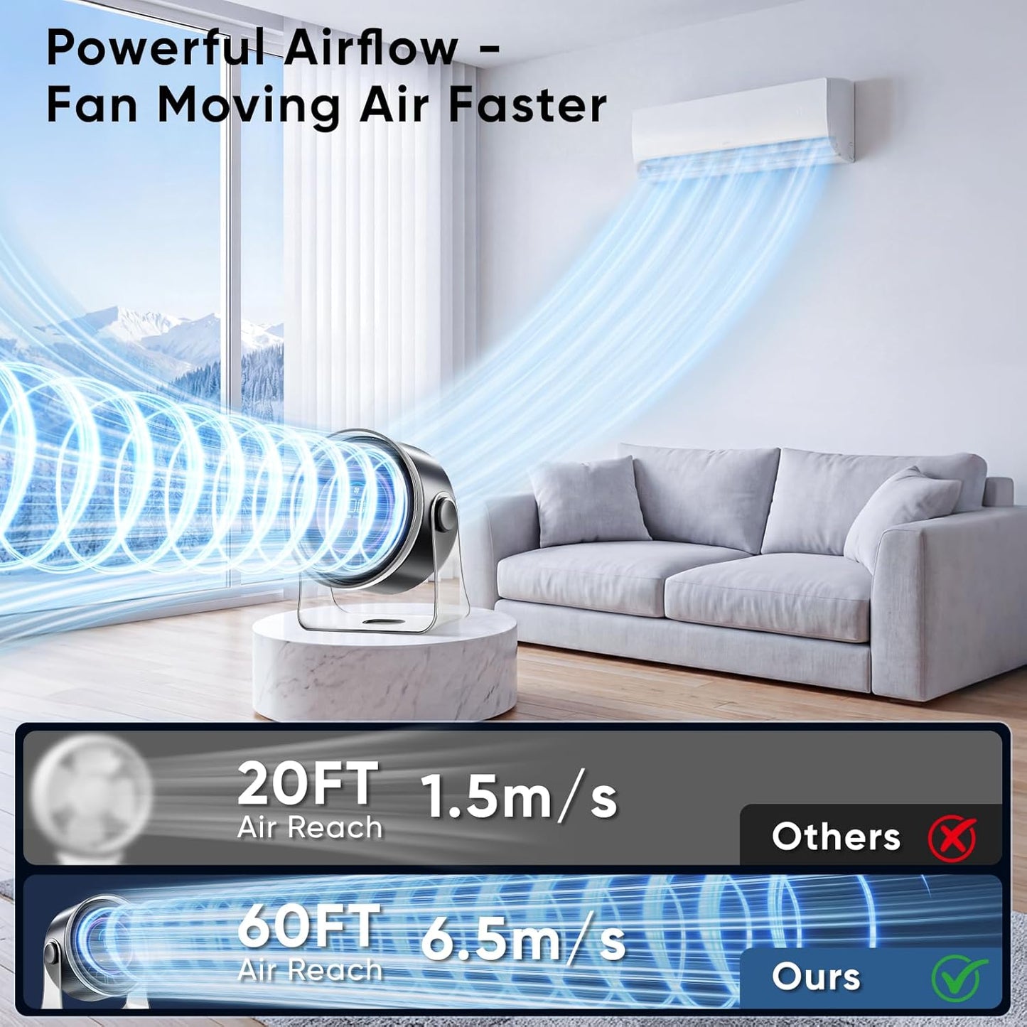 FRONTSUN Portable Desk Fan,Quiet Fan for Bedroom,Portable Fan withTurbo Airflow,Fans with 100 Speeds Digital Display, 360° Tilt,Rechargeable Battery Powered Fan,Small Fan for Home