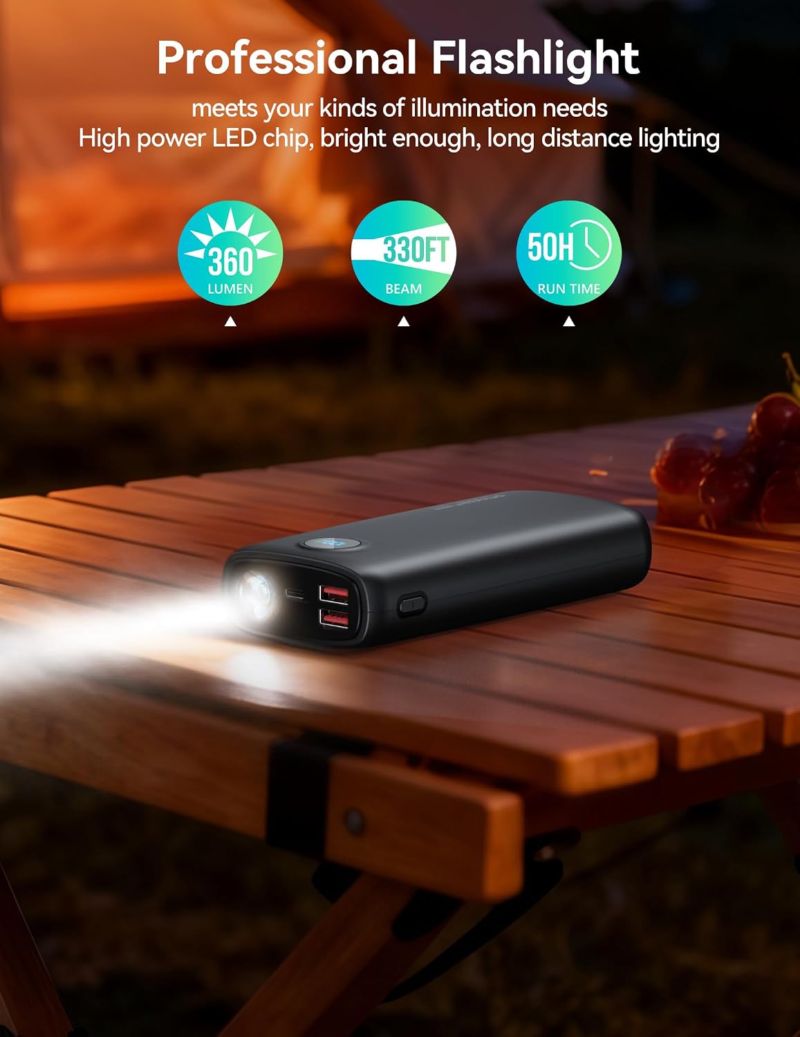 DIAMUAR Portable Charger 30000mAh, 30W USB C Fast Charging, 3W Flashlight | High Speed, Digital Display, Power for Days, 3 Outputs, USB-A 22.5W, Multi Shield, for iPhone 17/16, Pad, Camping Essentials