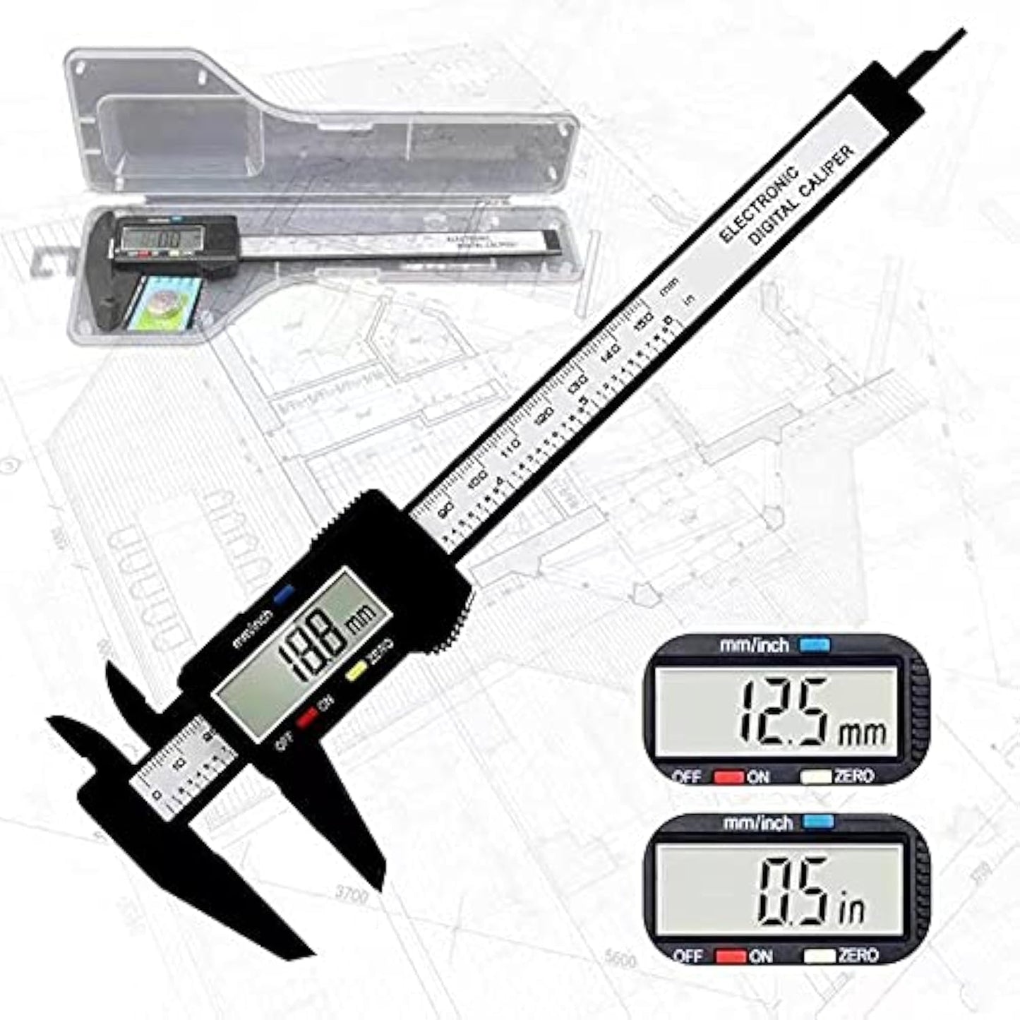 Digital Caliper, Electronic Digital Calipers, 0-6" Calipers Measuring Tool | Stainless Steel Construction with Large LCD Screen, Auto-Off Feature for 3D Printing,Inch and Millimeter Conversion