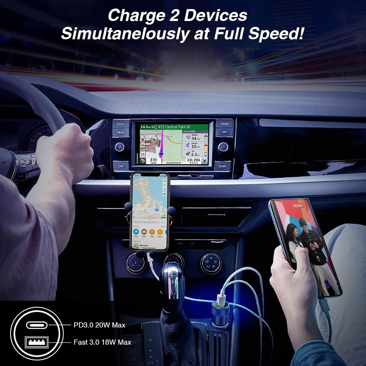 Car Charger, 5Pack 38W Dual Ports USB-C+USB-A Cigarette Lighter Adapter | Fast Charging Car Phone Charger for iPhone 17 Pro Max 16 16e 15 14, Samsung S24, Pixel Cargador para Carro Phone Plug