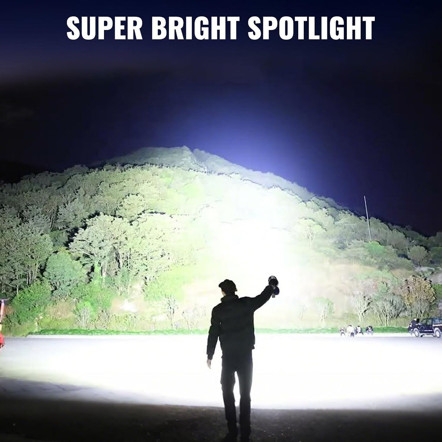 Sigoobal Rechargeable Spotlight,2000000 LM Super Bright Handheld Spot Light LED Flashlight High Lumens,Powered Spotlight Large Searchlight Outdoor with Solar Panels for Boating Camping Hunting