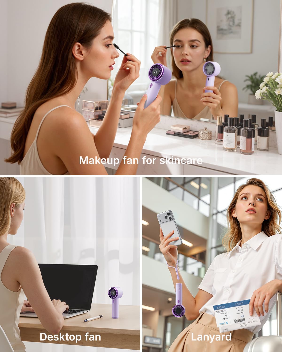 SWEETFULL Portable Handheld Fan, Mini Rechargeable Personal Hand Fan | Strong Airflow, Pocket-Sized, Up to 12H, 5 Speeds, Quiet Cooling Travel Essentials, Cute Gifts for Women, Girls, Lash, Makeup