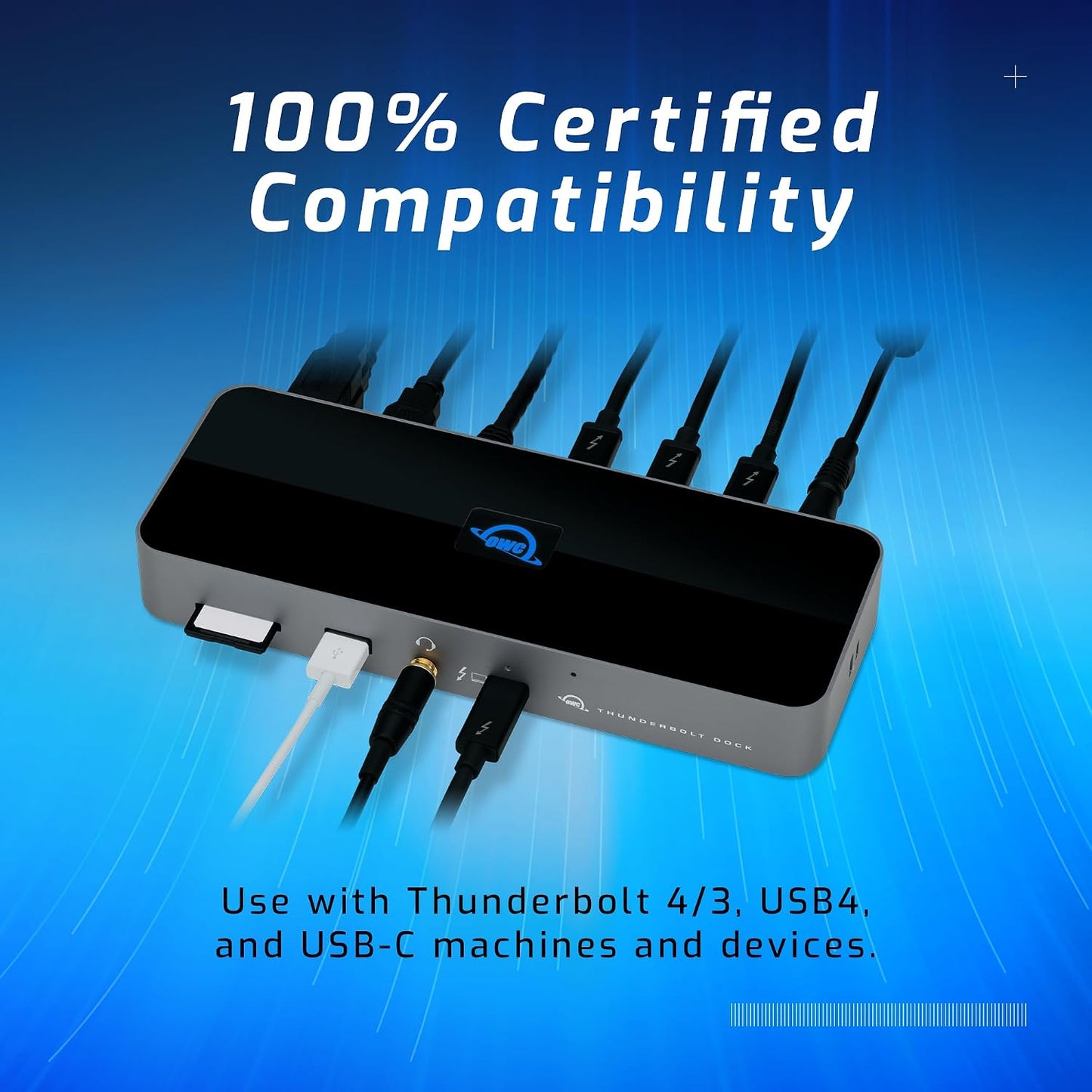 OWC 11-Port Thunderbolt Dock for Mac/PC with 96W PD and 3X Thunderbolt 4 | Thunderbolt 4 dock, 40Gb/s, 96W charging, 3x Thunderbolt 4, 3x USB A 10Gb/s, USB 2.0, 1GbE, SD UHS-II, 3.5mm audio