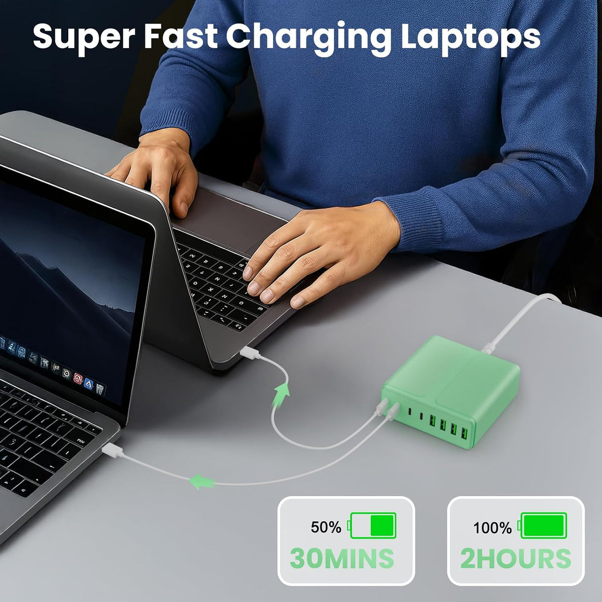 320W USB C Charger Block 8-Port USB C Charging Station