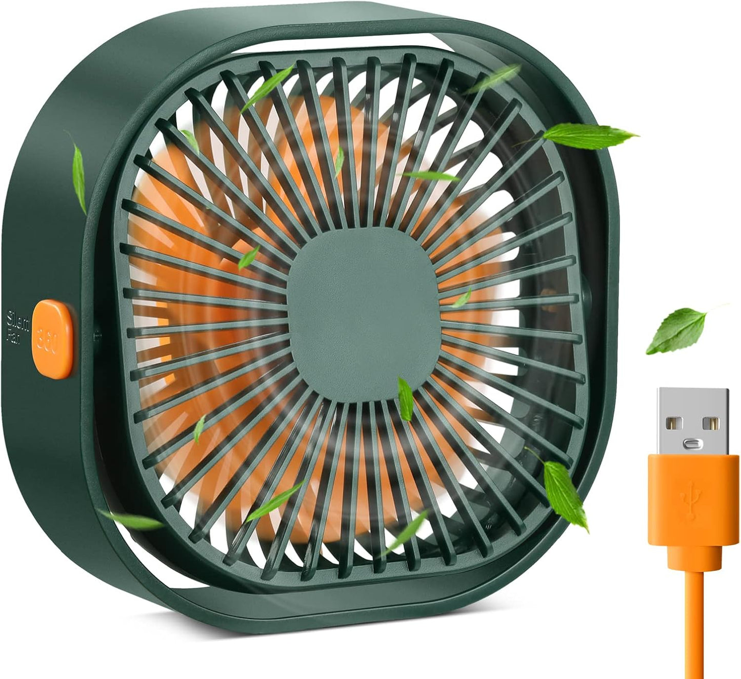 RJVW 4 Inch Small USB Desk Fan, 3-Speed & 360°Rotatable Cooling Fan | USB-Powered Desktop Fan for Home Office Bedroom Dorm Indoor Outdoor Summer Gift