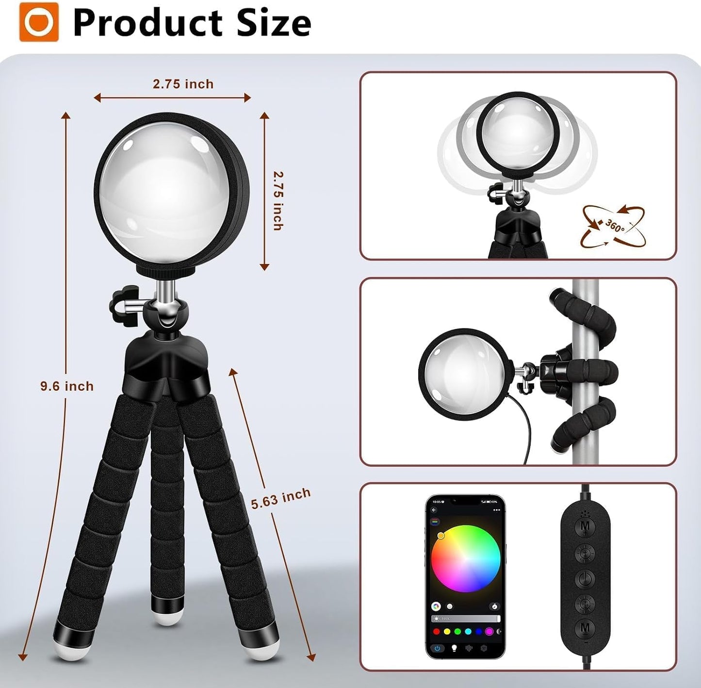 Sunset Lamp with App Control – 360° Rotatable Multicolor Sunset Projector, 16M Colors, Perfect for Bedroom Decor, Photography, TikTok Live, Parties & Gifts