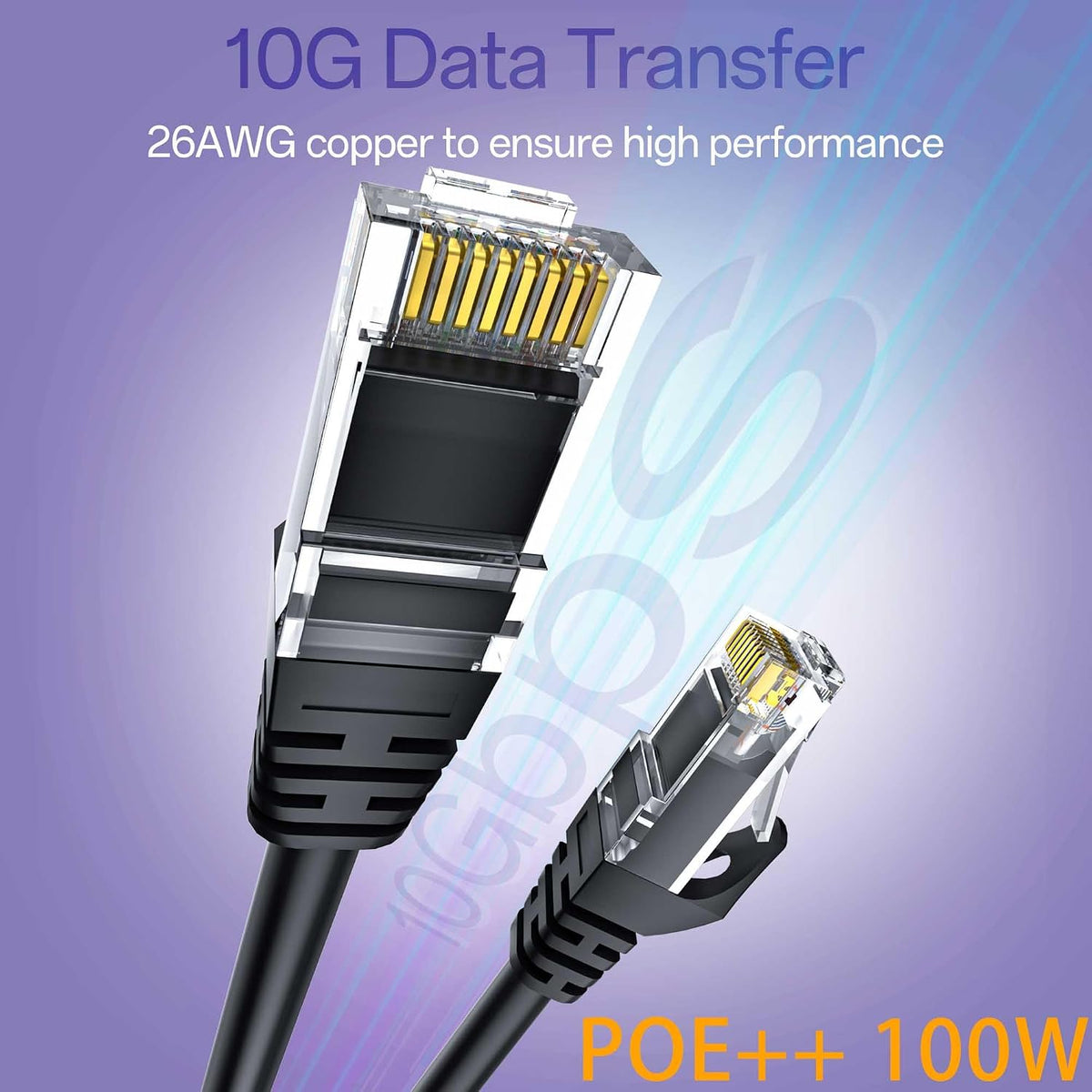 Cat 6 Ethernet Cable 50FT 10Pack, Cat6 Ethernet Patch Cable 10Gbps, High-Speed UTP Cat6 Network Cable Pure Copper, Cat 6 Cable for Home and Office Network, Black