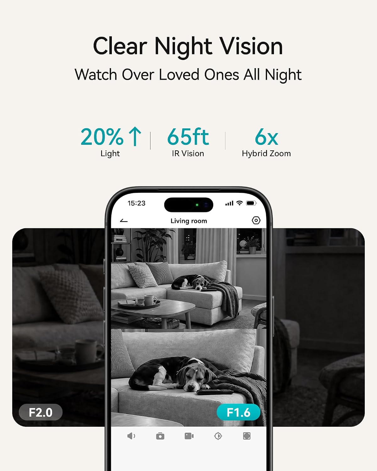 MEARI WiFi Security Camera, 2.5K Dual‑Lens Indoor Cameras for Home Security