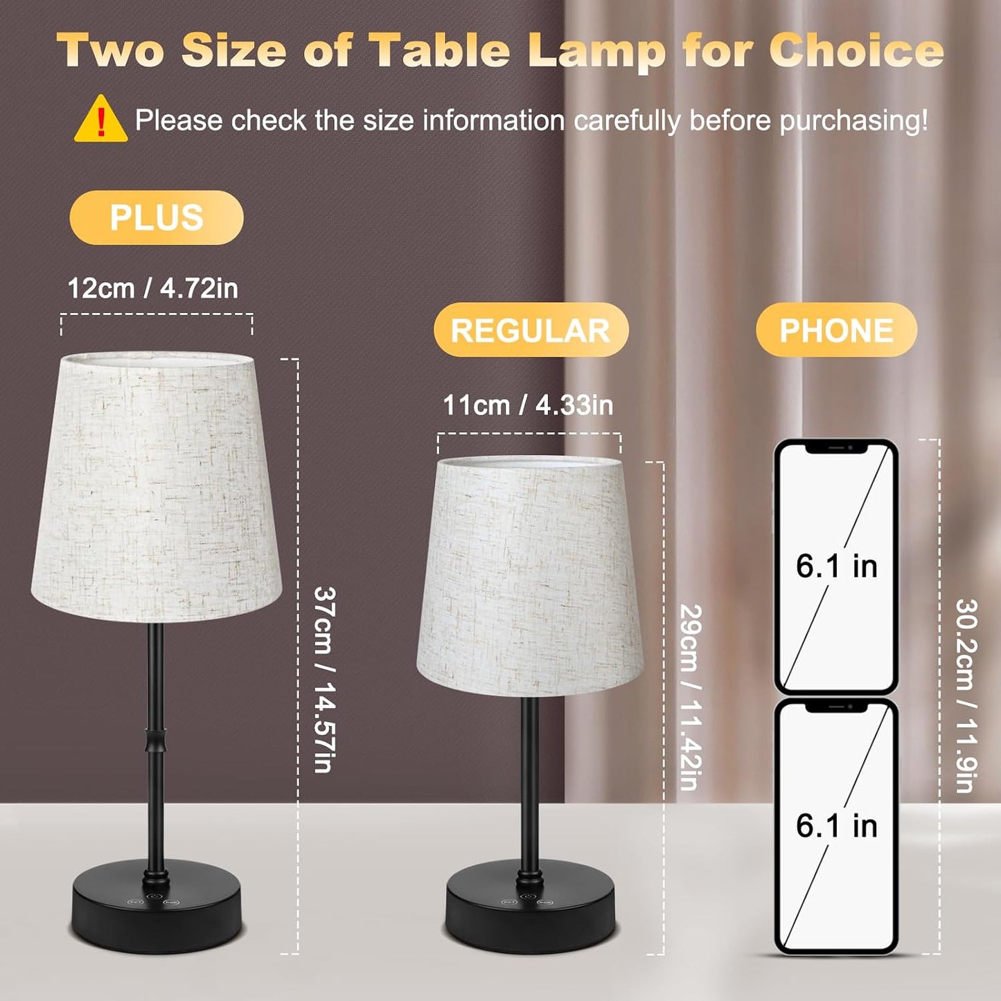 Wowag Small Cordless Table Lamp,5000mAh Rechargeable Battery Operated Desk Lamp,3 Colors & 7 RGB Stepless Dimmable, Portable Touch Fabric Shade LED Night Light for Bedroom Restaurant Home(Flaxen)