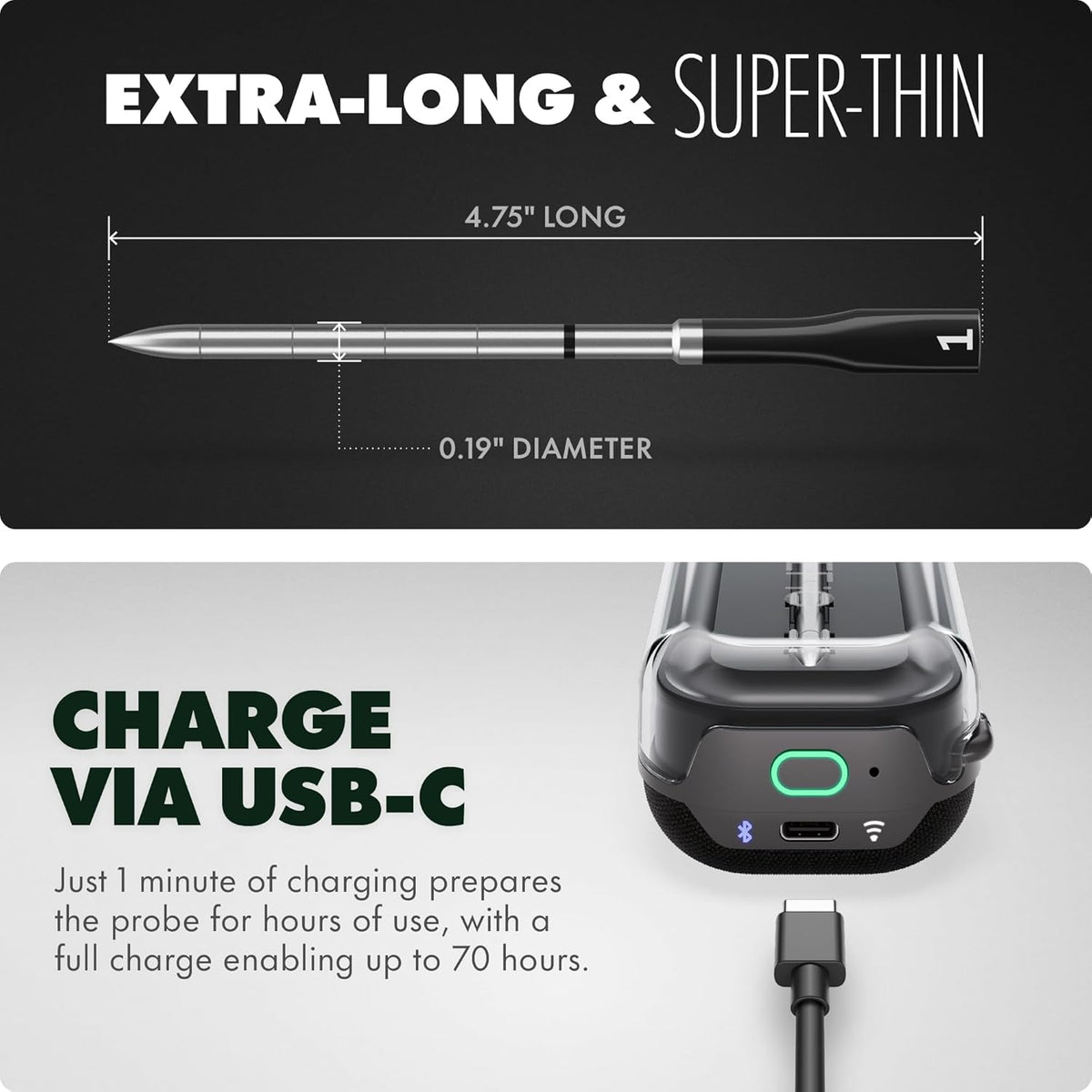CHEF iQ Sense | Smart Wireless Meat Thermometer | Ultra-Thin Probe | WiFi Unlimited Range | 1000°F Heat Safe | 5 Sensors | BBQ, Grill, Oven, Smoker, Air Fryer | Gen3