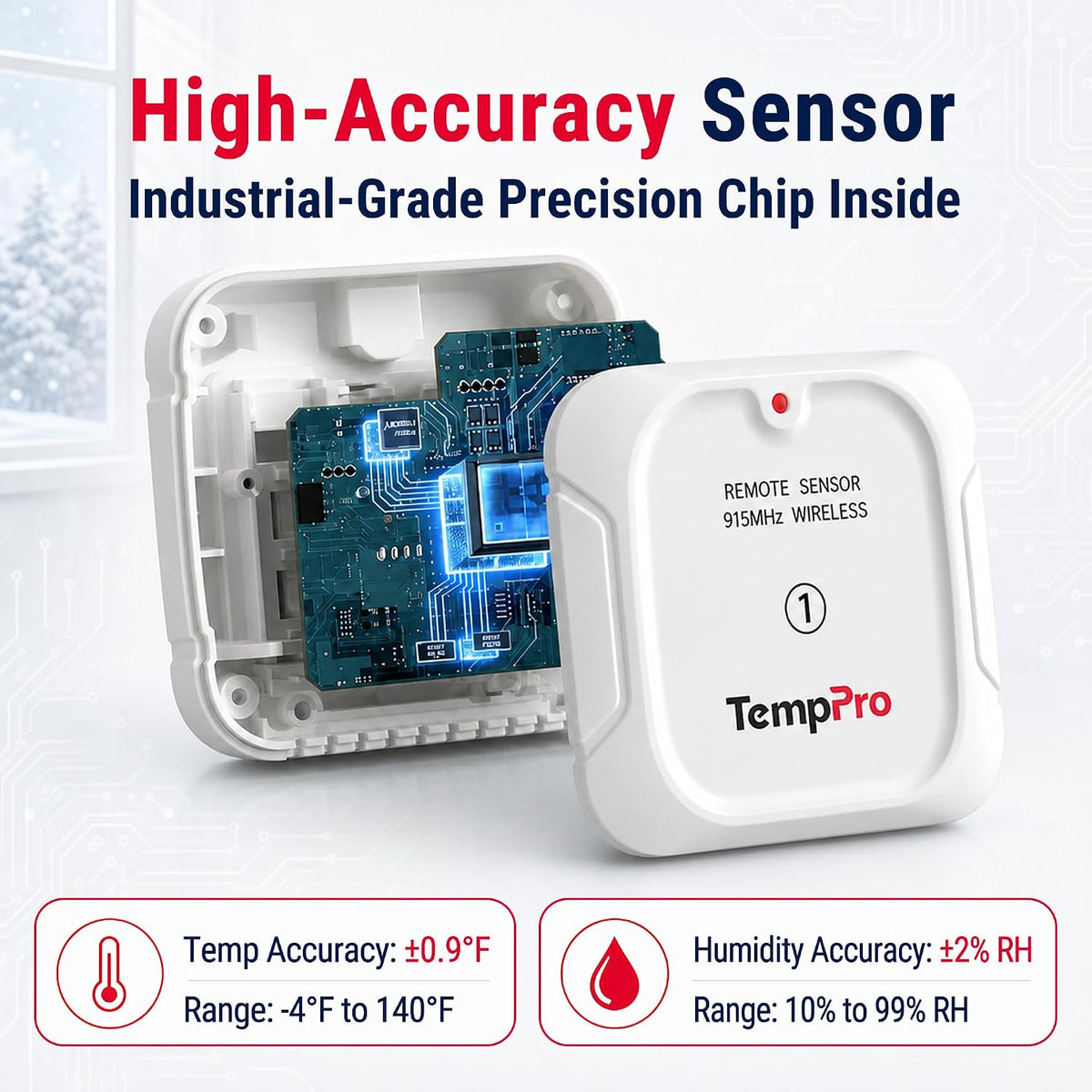 TempPro TempAir 500FT Indoor Outdoor Thermometer Wireless-2 Remote Sensors