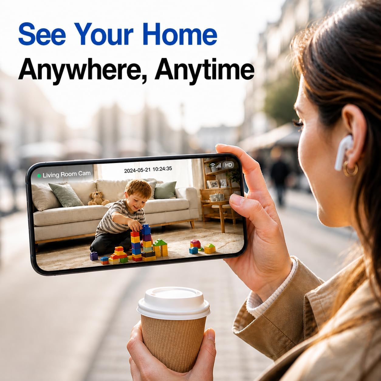 2K Indoor Security Camera, 5GHz Baby Monitor for Home, Pan Tilt | Dog Camera, 5GHz/2.4GHz WiFi, 355° Pan Tilt, Auto Tracking, 3X Zoom, Color Night Vision, Two-Way Audio, SD/Cloud