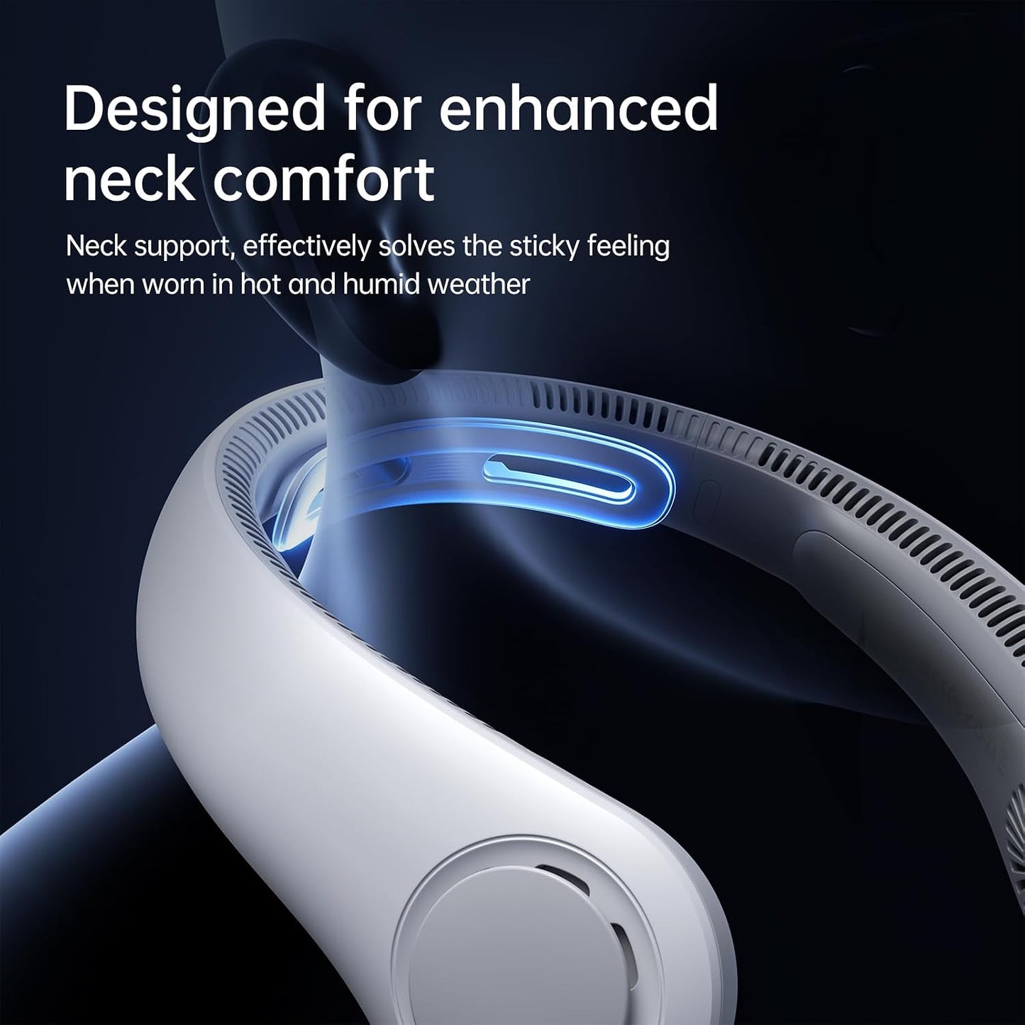 JISULIFE Portable Neck Fan Upgraded: Neckbrace Hands-Free, 5-Speed 5000 mAh | 16.5H Max Runtime, Personal Wearable Bladeless Rechargeable Fan for Outdoor/Travel/Concerts, Gifts for Women Men - Foggy Grey