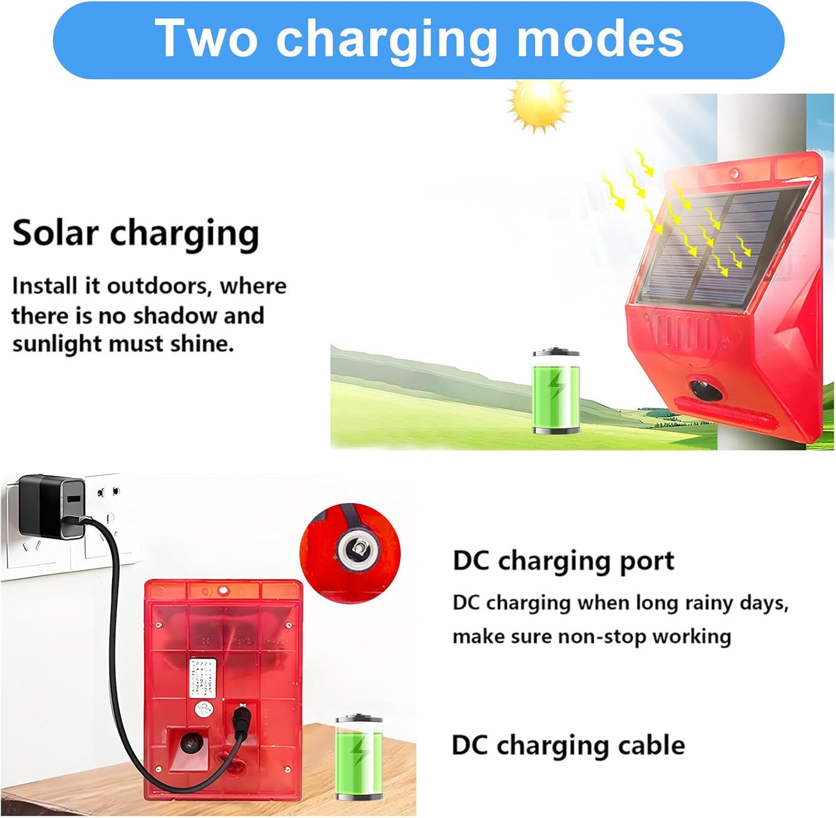 ChunHee Solar Motion Sensor Alarm Outdoor Motion Detector 129db Loud Sound Security Siren IP65 Waterproof Protected for Garden,Farm,Yard,Chicken coop,4 Pack