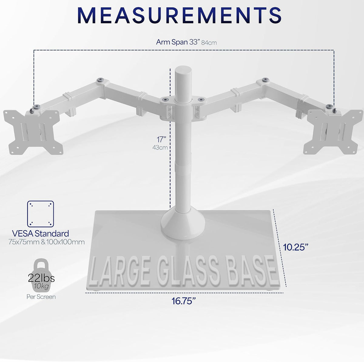 VIVO Dual Monitor Desk Stand for 13 to 32 inch Screens, STAND-V002FGW