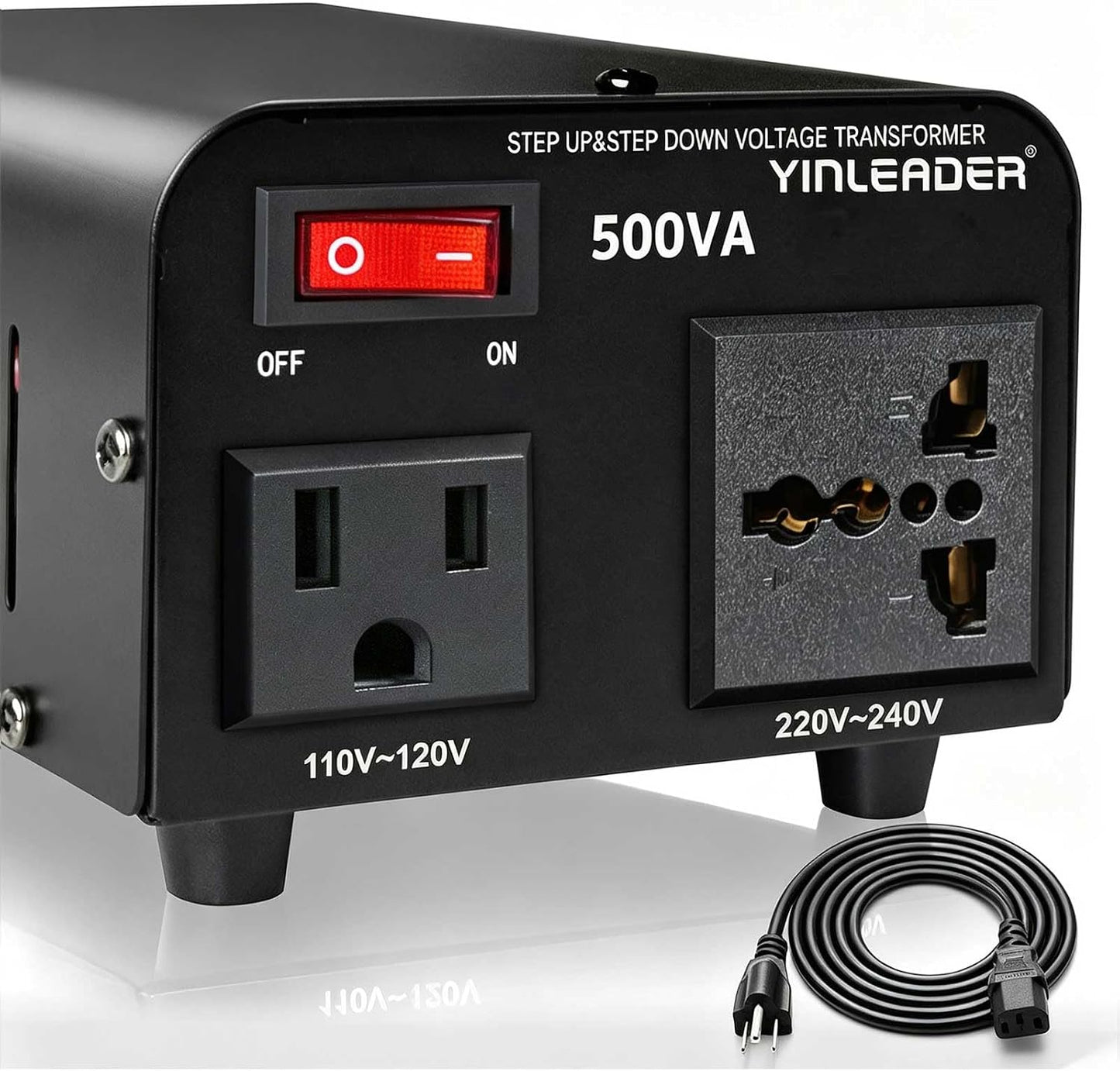 500W Voltage Transformer Power Converter 110V to 220V, 220V to 110V | Yinleader Step Up/Down Converter 110/120 Volt - 220/240 Volt w/US Power Cord [300W Continuous Power]