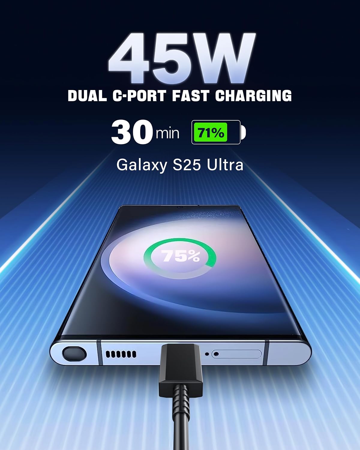 Super Fast Charger Type C，2Pack Dual Port USB C Charger for Samsung Charger | 45W 4Packs 10FT USB C Cable - PD 3.0 Quick Charging for Samsung Galaxy S26 Ultra/S26/S26+/S25 Ultra/S25+/S24+/S24/S23 Ultra
