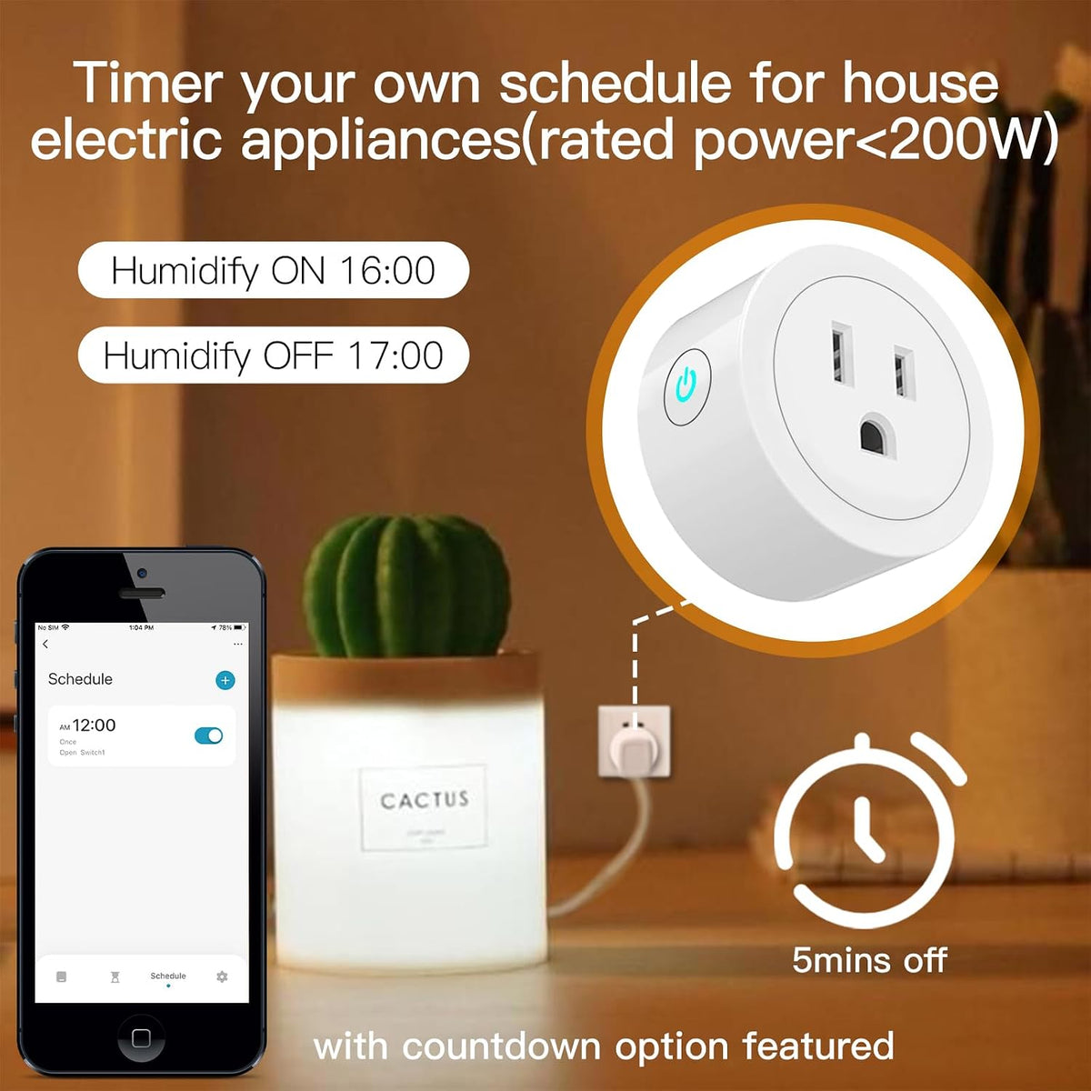 MOES Smart Dimmer Plug 2 Pack, Plug in Lamp Dimmer Outlet for Dimmable LED, CFL, Halogen and Incandescent Bulbs, Brightness Adjust Socket, Tuya App Control, Work with Alexa and Google, 2.4GHz WiFi