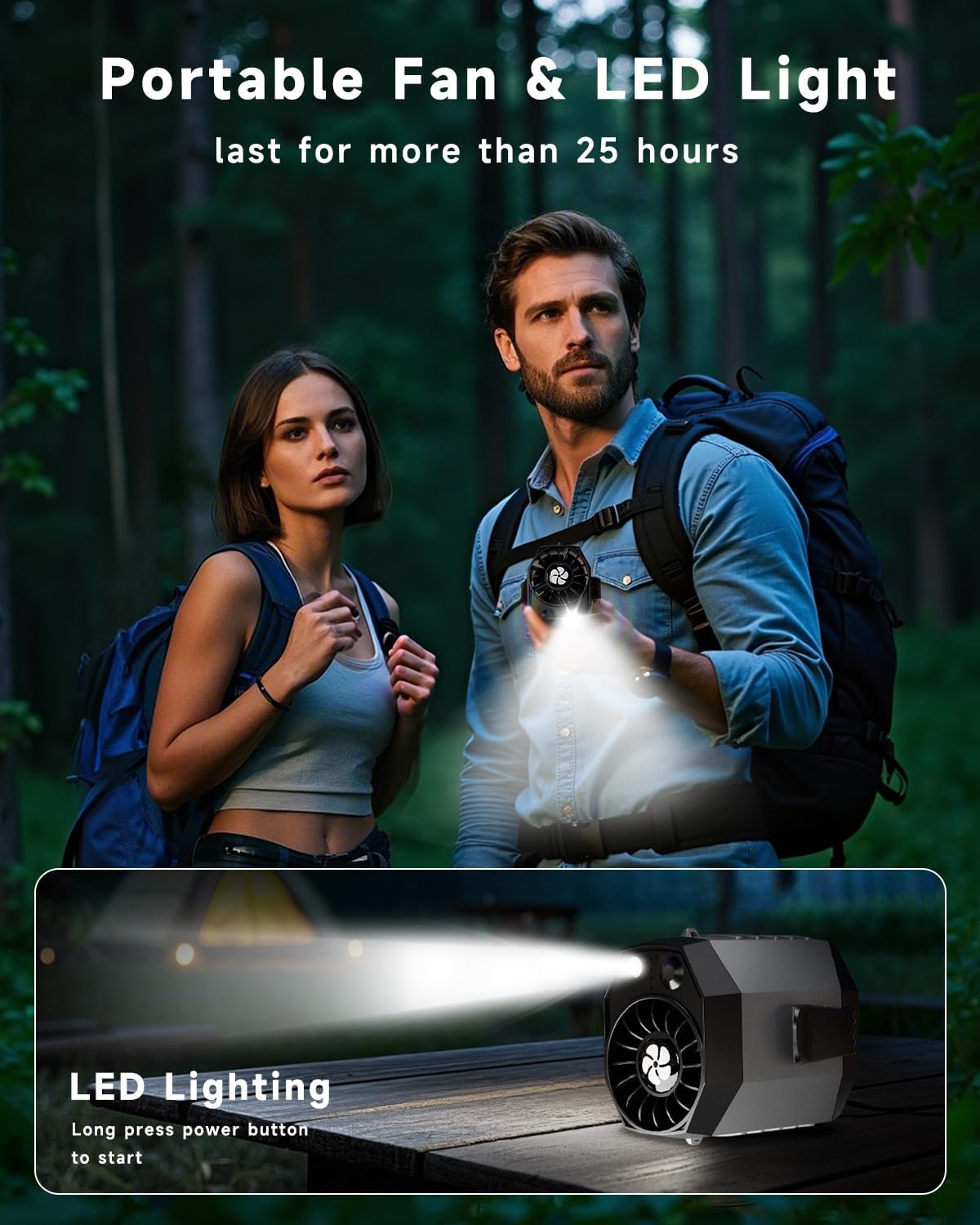 JKBOOM Portable Waist Fan, 9200RPM High Speed Wearable Fan, Mini Rechargeable Personal Fan for Jobsite & Outdoor, 25H Runtime, 25dB Quiet, Belt Fan with LED Flashlight for Men, Grey