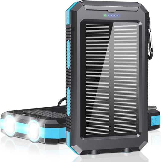 Solar Charger Power Bank -38800mAh Portable Phone Charger USB-C Fast Charging External Battery Pack with 2 LED Flashlights,Compatible with iPhone,Pixel,Galaxy,Android,Perfect for Camping,Hiking,Travel