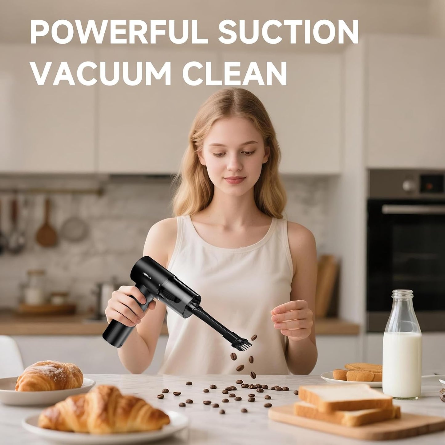 Computer Keyboard Cleaner Portable Vacuum and Compressed Air Duster Black | 18000Pa super power, cordless cleaner for tight spaces, with LED light, 150000rpm adjustable blower, 2600*3 mAh rechargeable