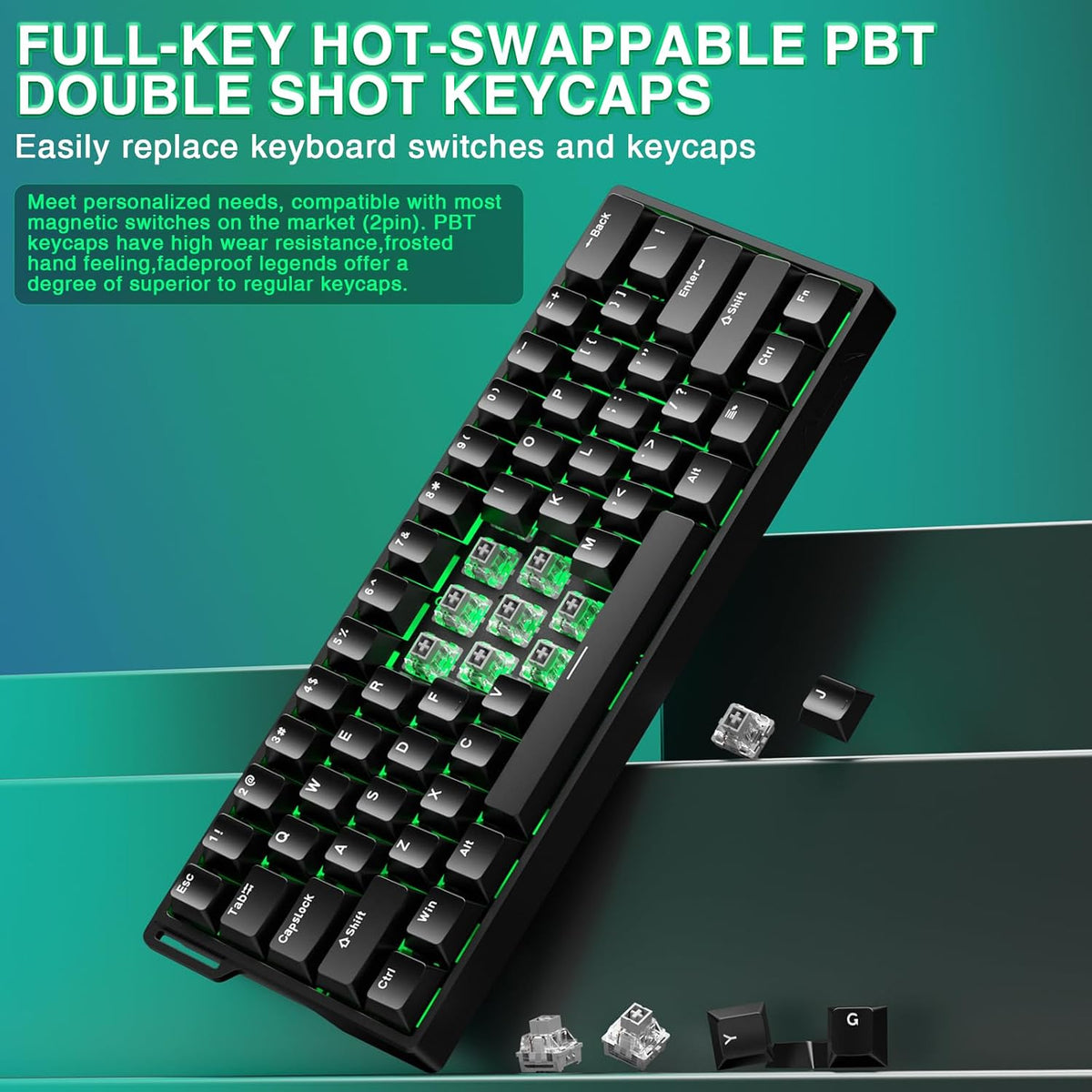 Aula WIN60 HE - 60% Mechanical Gaming Keyboard Wired, Magnetic Switch Hot Swappable, Adjustable Actuation Rapid Trigger Mode, 8000 Hz Polling Rate, RGB Small Keyboard 60 Percent Compact Design for PC