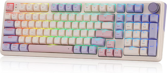 Redragon K768 PRO Wireless 100-Key Gasket Gaming Keyboard, Knob + 8000mAh | Multi-Function Control Wheel, 0-Delay Tri-Mode, Cushioned 5-Layer Noise Dampening for Creamy Thocky Sound, Practical 95% Size