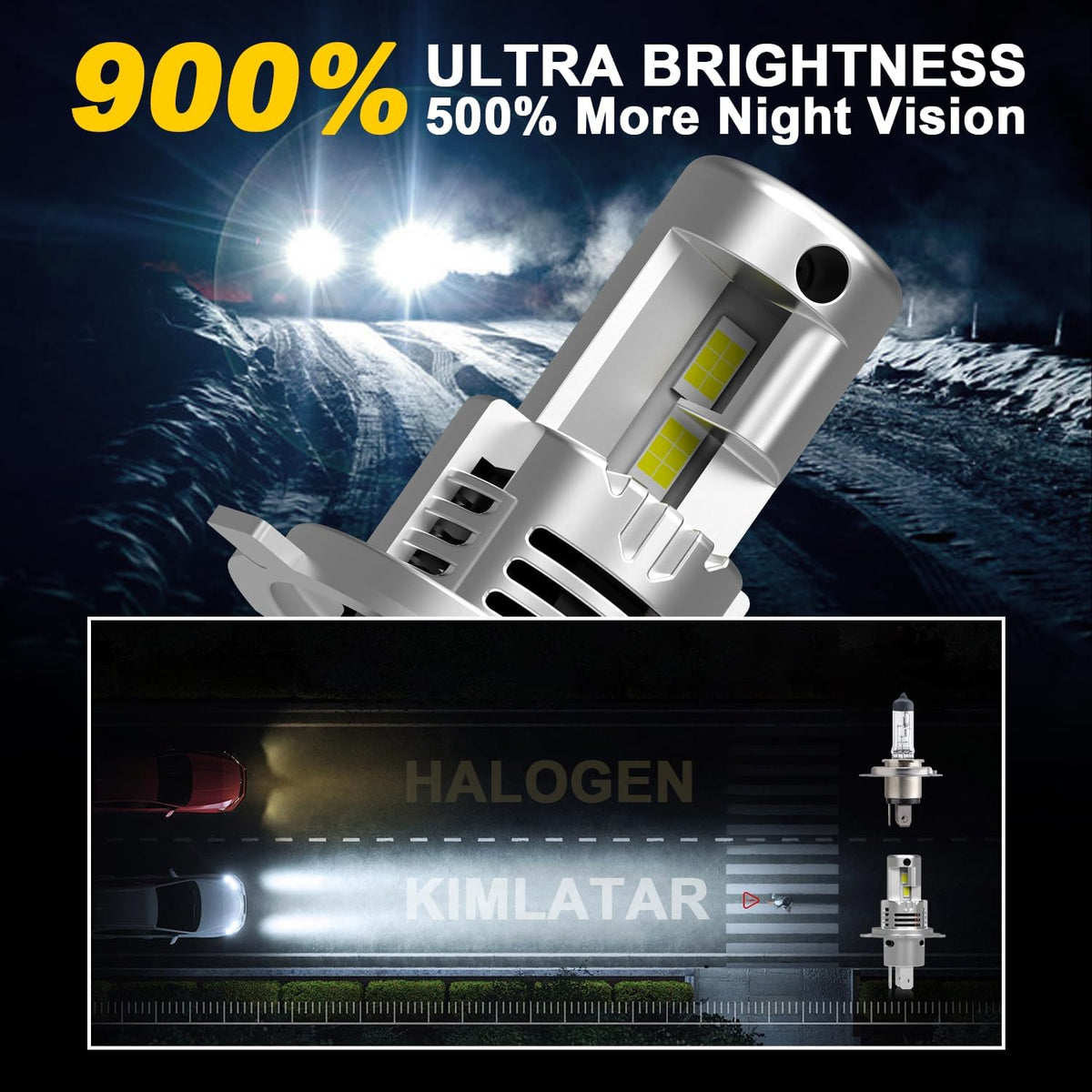 9003/H4 Light Bulbs Hi/Low 90000LM 1:1 Halogen Size,Plug and Play Pack Of 2