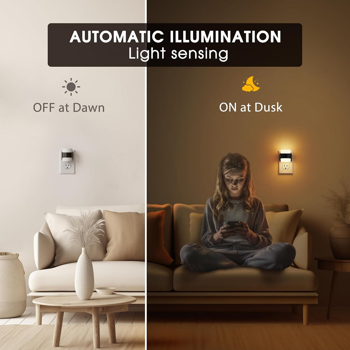 Briignite Night Lights Plug into Wall LED Nightlight for Kids & Adults
