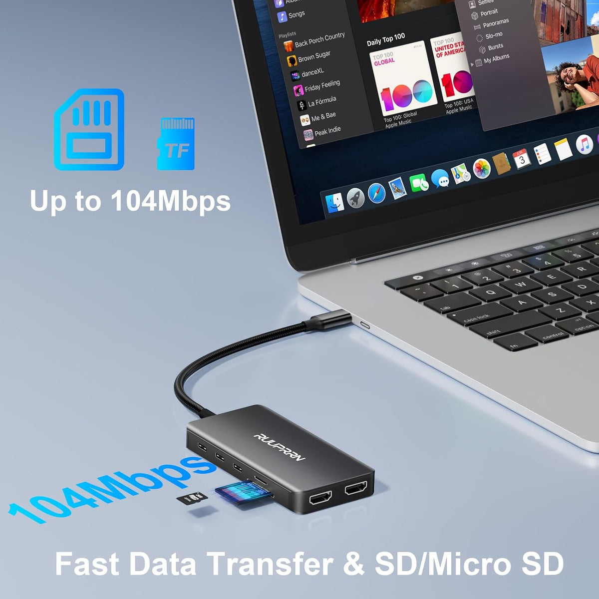 10 in 1 Laptop Docking Station Dual Monitor for Laptop, 4K USB C Hub Dock