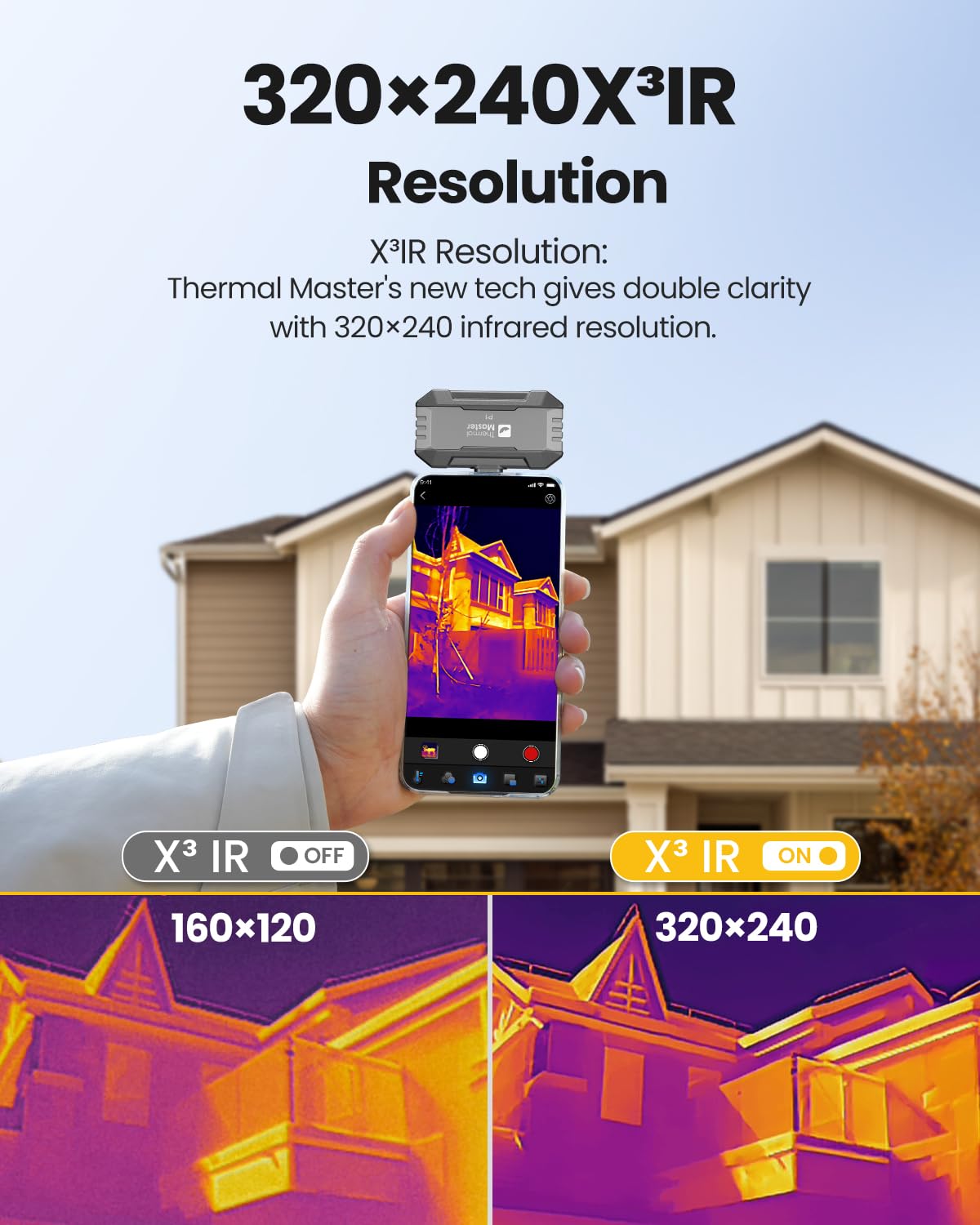 Thermal Master P1 Thermal Camera for USB-C iOS/Android, 320x240 Resolution | -4°F to 1112°F, ±3.6℉ Accuracy Thermal Imaging Camera for Home, HVAC, Electrical and Auto Inspections (P1 Grey)