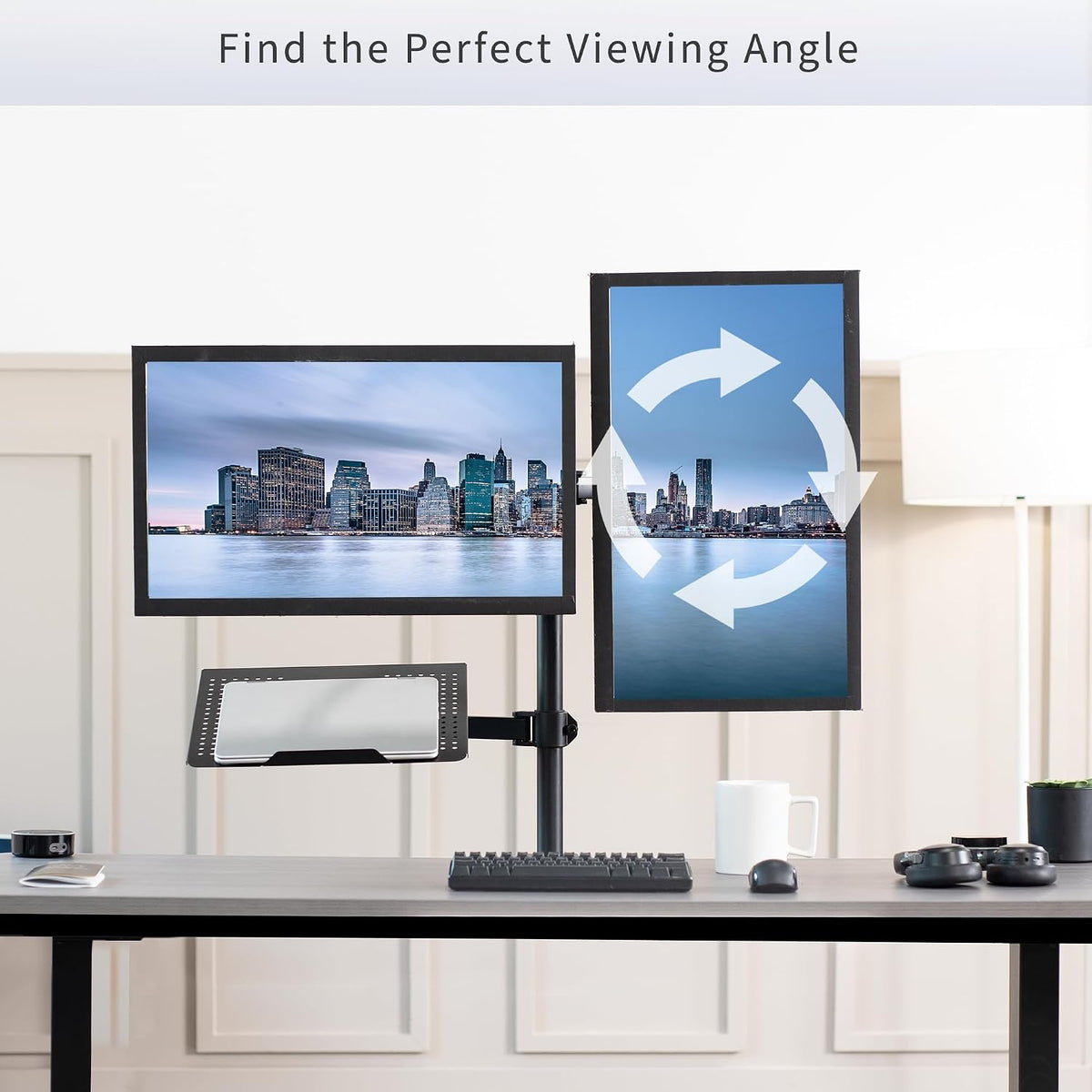 VIVO Laptop and Dual 13 to 27 inch LCD Monitor Stand up Desk Mount, Tall Adjustable Stand, Fits Laptops up to 17 inches, Black, STAND-V012J