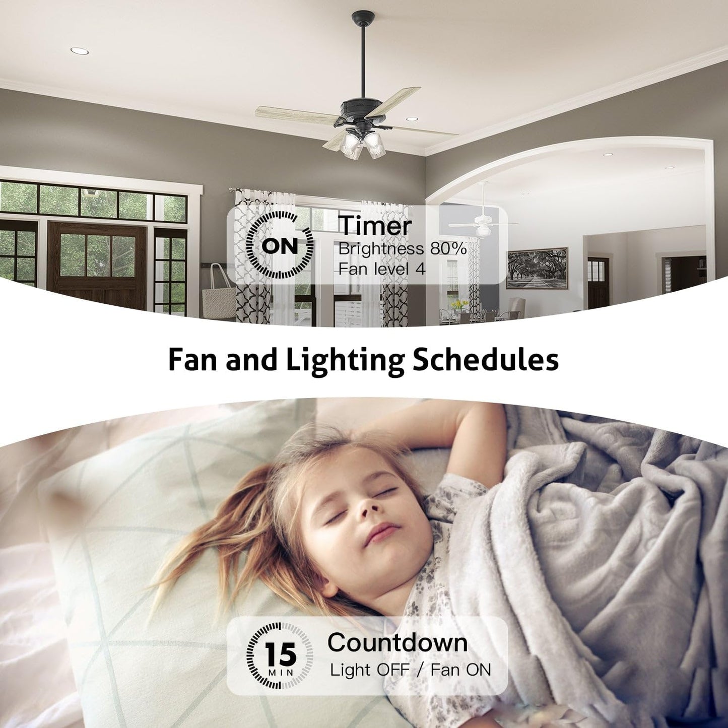Smart Ceiling Fan Control and Dimmer Light Switch, Neutral Wire Needed, TREATLIFE 2.4Ghz Single Pole Wi-Fi Fan and Light Switch Combo, Works with Alexa, Google Home and SmartThings, Remote Control