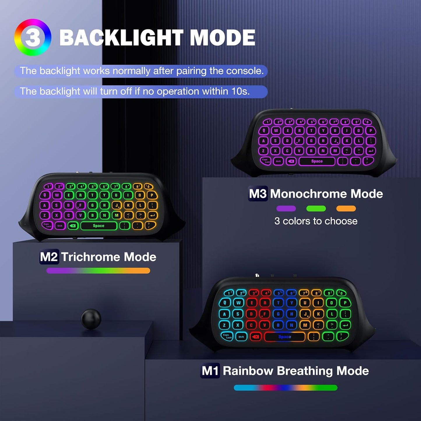 MoKo RGB Backlight Keyboard for Xbox One Controller | Wireless Chatpad with Headset & Audio Jack, Xbox Accessories fit Xbox One/One S/ Elite/2, Series X/S, 2.4G Receiver Included