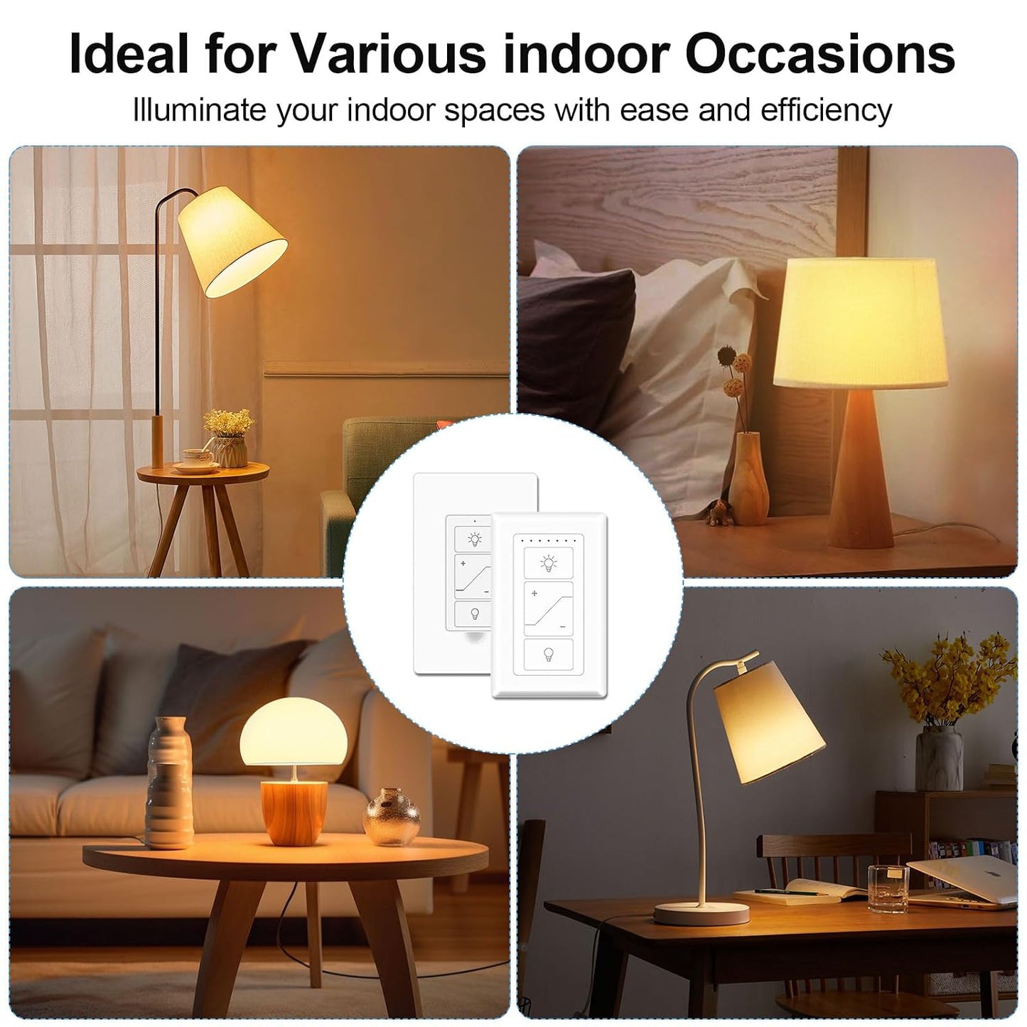 Smart Plug-in Dimmer, Wireless Dimmer Plug with Remote, 2.4GHz Dual Outlets Switch for Lamp Compatible with Alexa, for Dimmable LED, CFL, Incandescent and Halogen Lamps